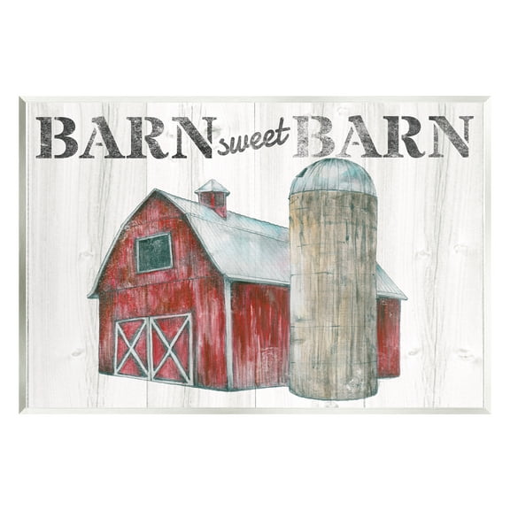 Stupell Industries Sweet Barn Rustic Phrase Landscape Painting Unframed Art Print Wall Art, 15 x 10