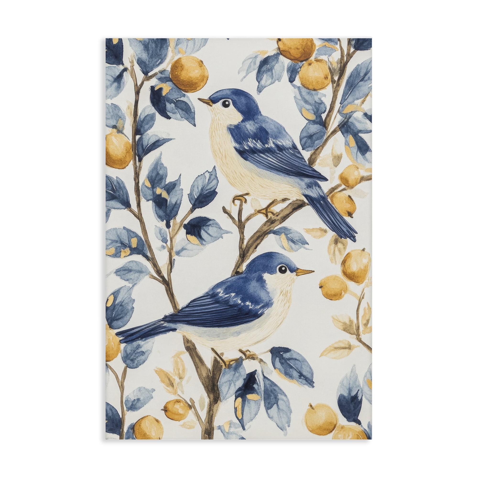 Stupell Industries Sweet Blue Birds on Lemon Branch Canvas Wall Art, design by Petal Prints Design