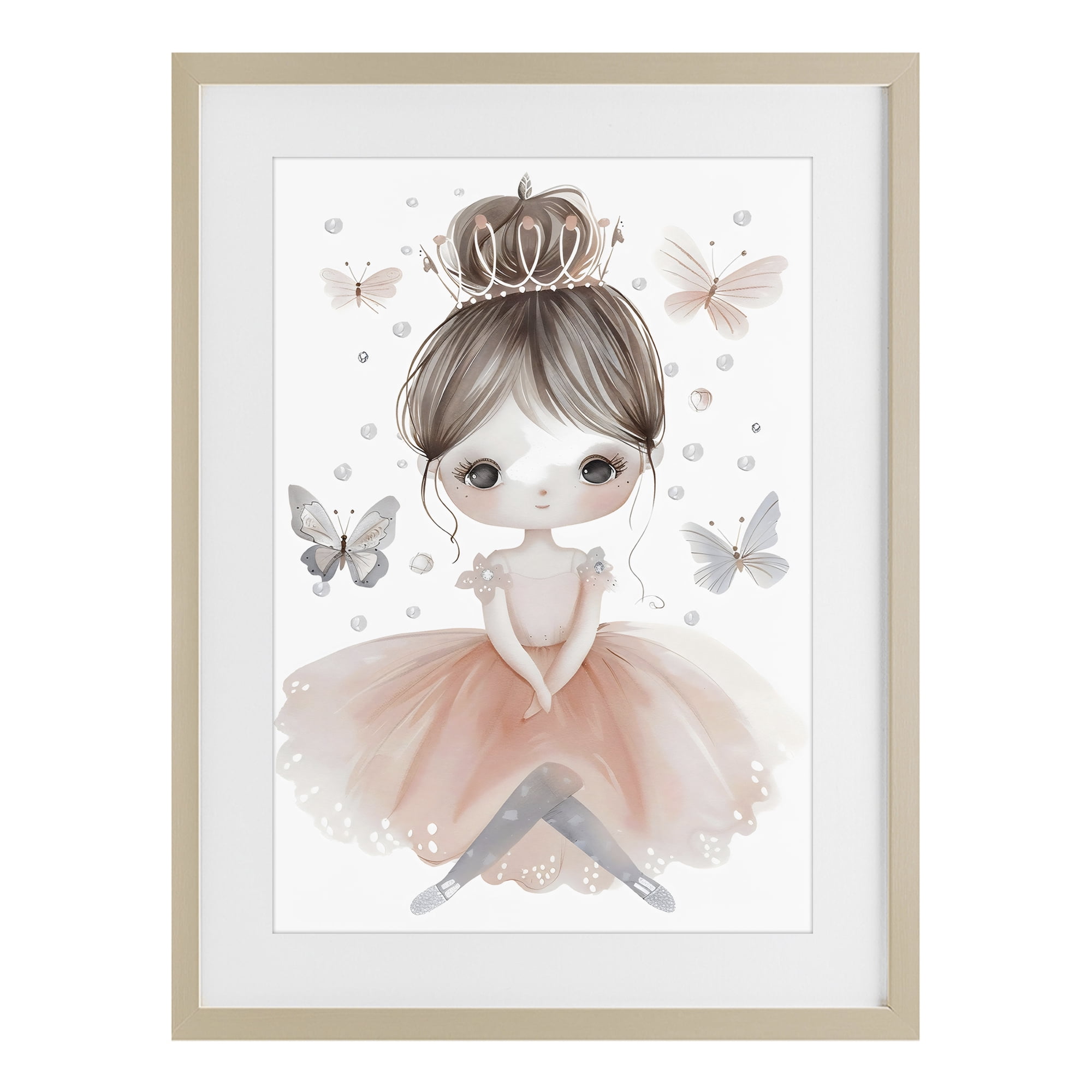 Stupell Industries Sweet Butterfly Fairytale Princess Birch Framed Print Under Glass, design by Creative Studio