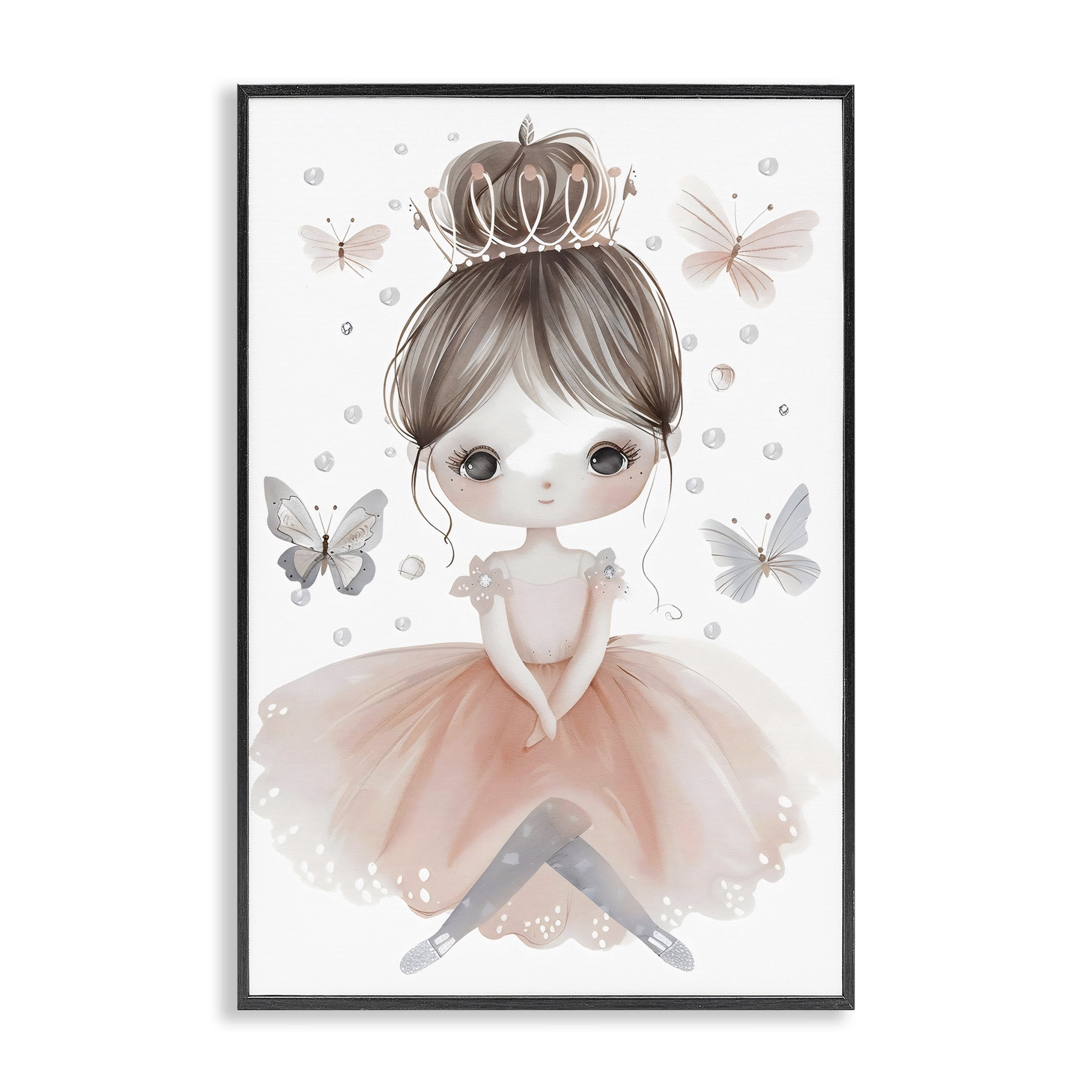 Stupell Industries Sweet Butterfly Fairytale Princess Black Framed Giclee Art, design by Creative Studio