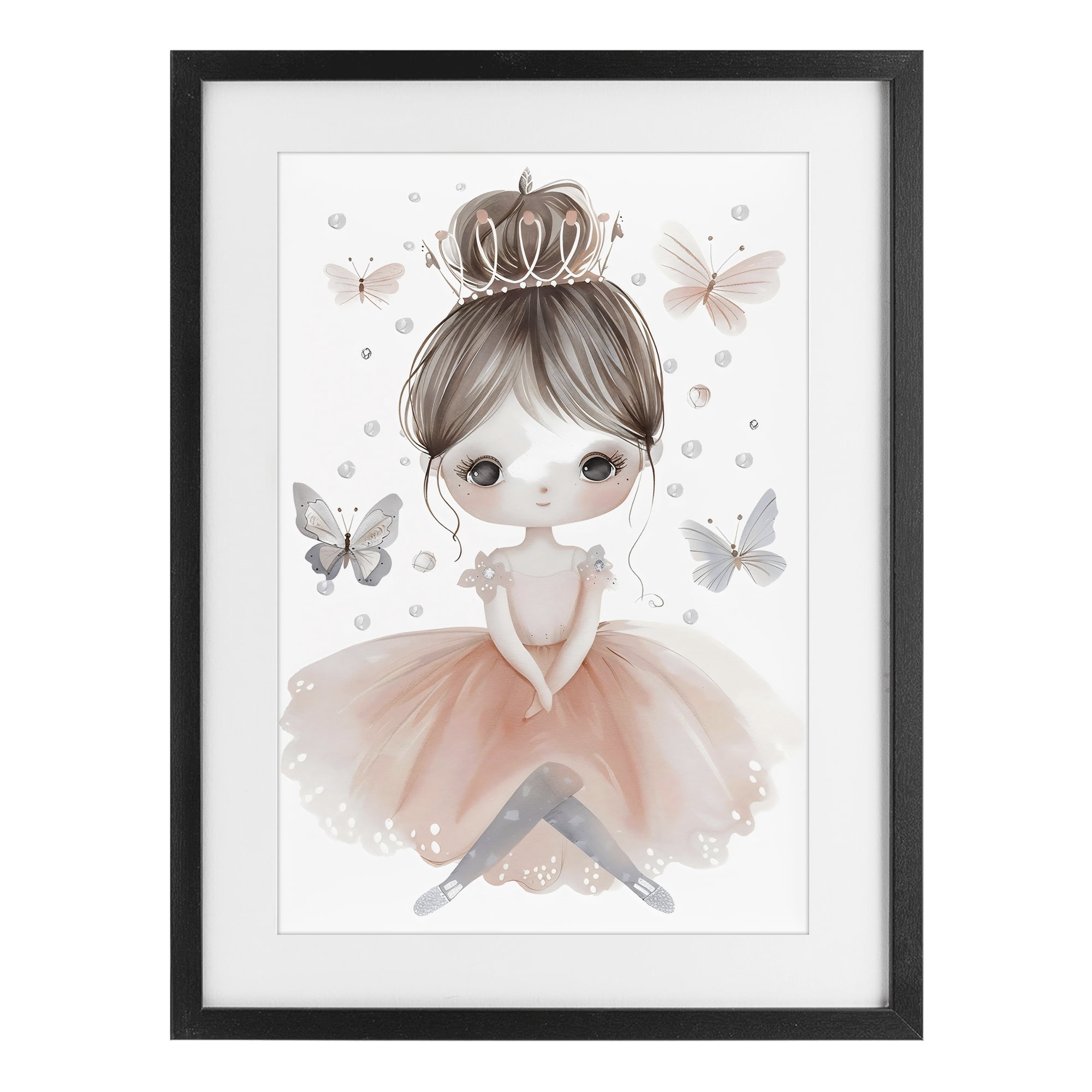 Stupell Industries Sweet Butterfly Fairytale Princess Black Framed Print Under Glass, design by Creative Studio