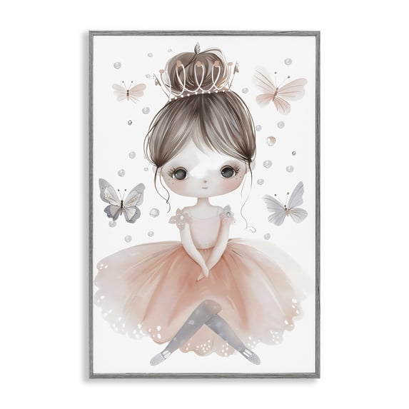 Stupell Industries Eclectic Sweet Butterfly Fairytale Princess Gray Framed Giclee Art, 20 x 30, by Creative Studio