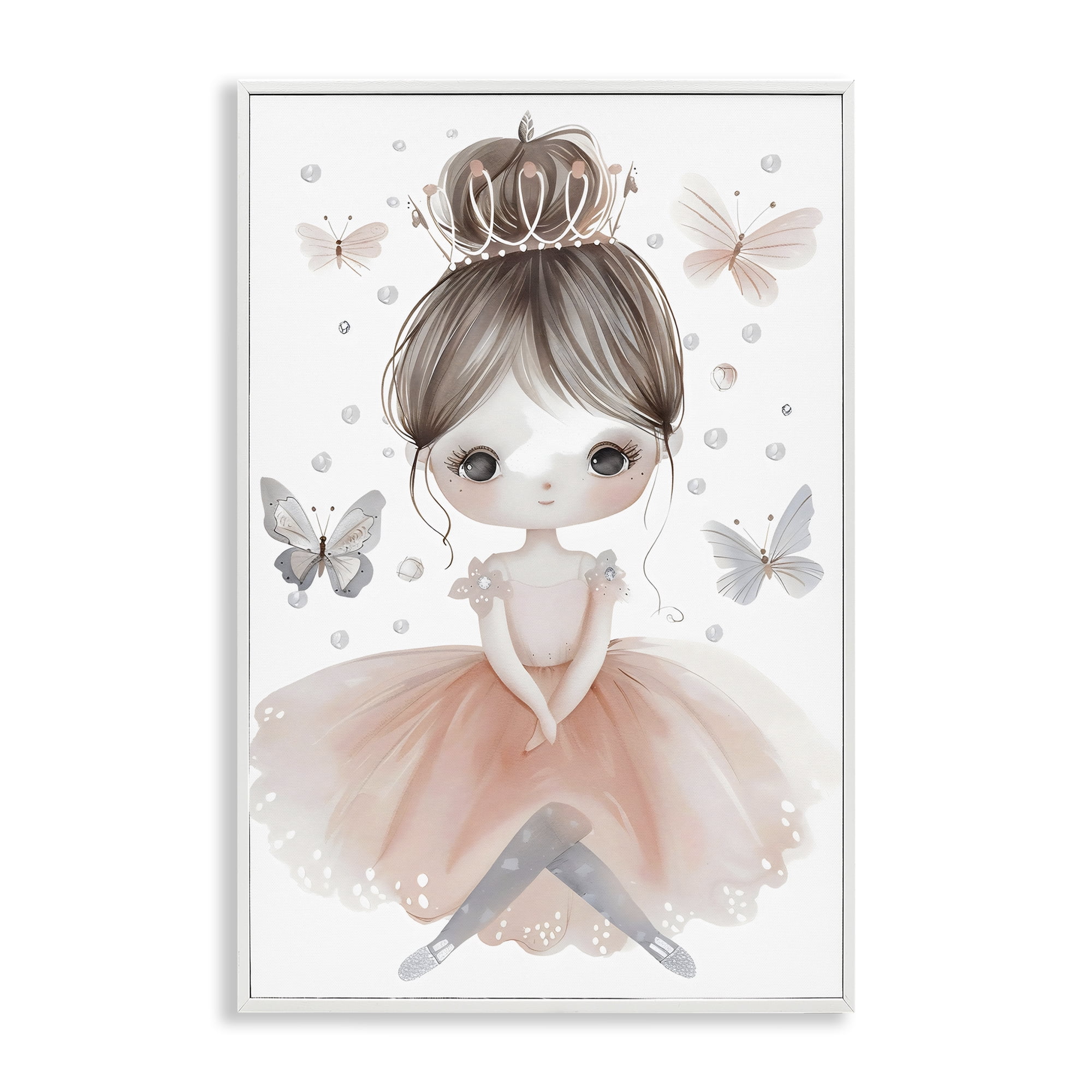 Stupell Industries Sweet Butterfly Fairytale Princess White Framed Giclee Art, design by Creative Studio