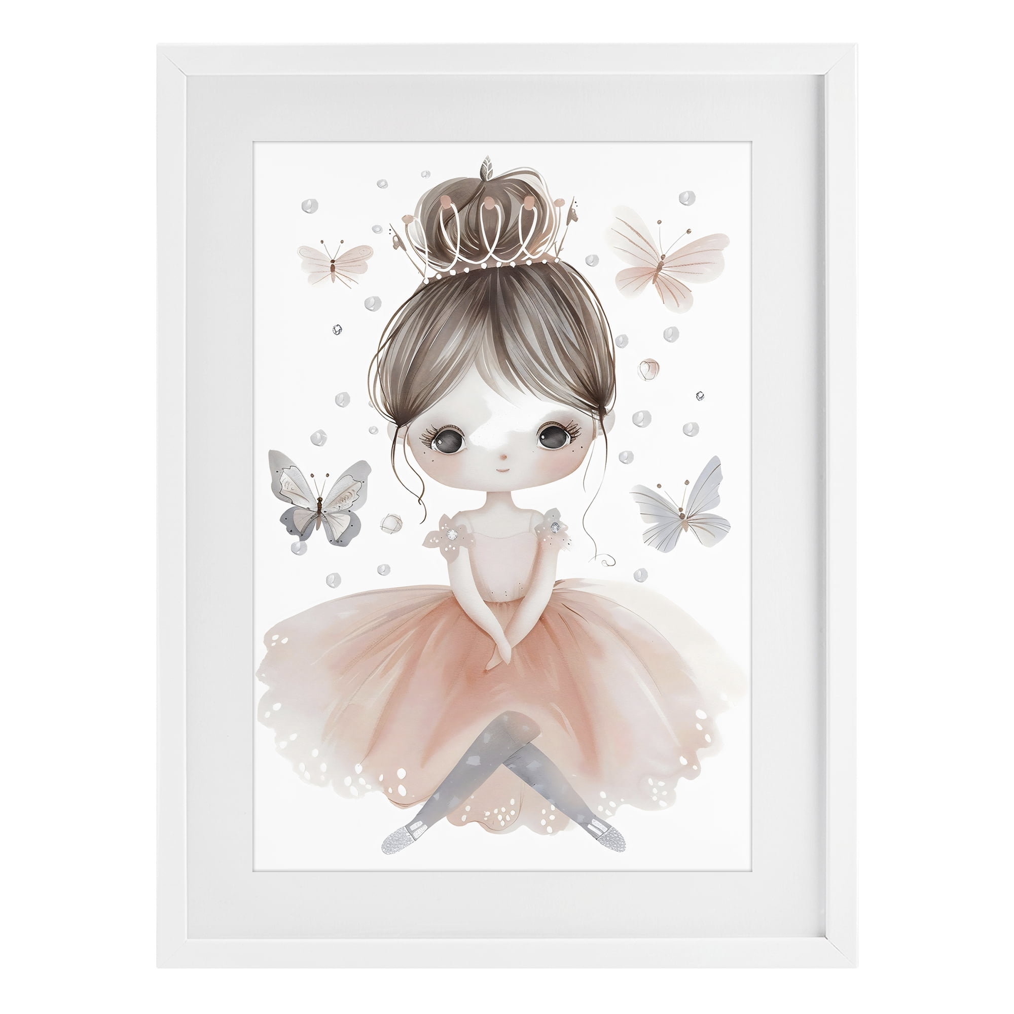 Stupell Industries Sweet Butterfly Fairytale Princess White Framed Print Under Glass, design by Creative Studio