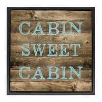 Stupell Industries Sweet Cabin Distressed Rustic Text & Numbers Painting Black Floater Framed Canvas Art Print Wall Art, 18 x 18