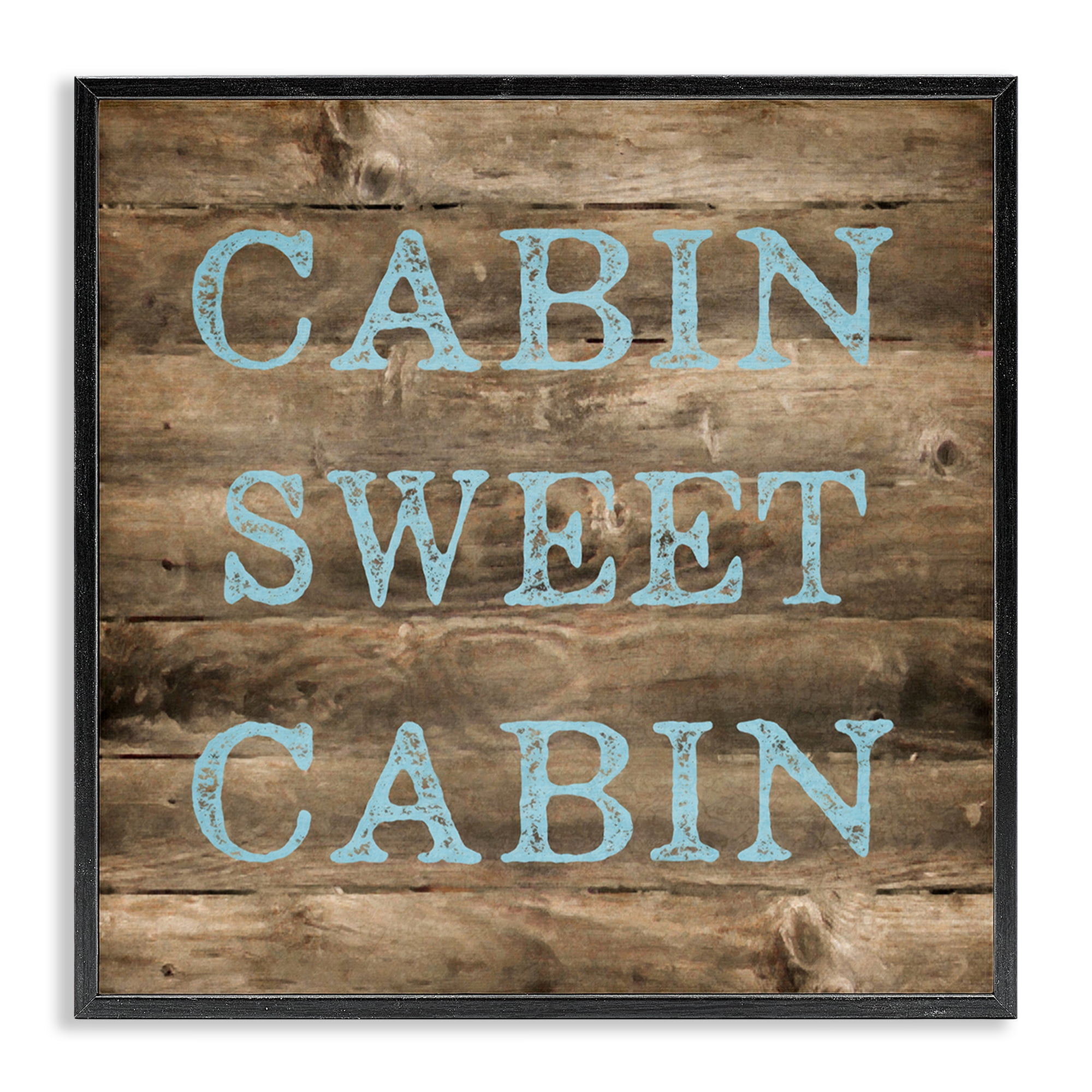 Stupell Industries Sweet Cabin Distressed Rustic Text & Numbers Painting Black Framed Art Print Wall Art, 17 x 17