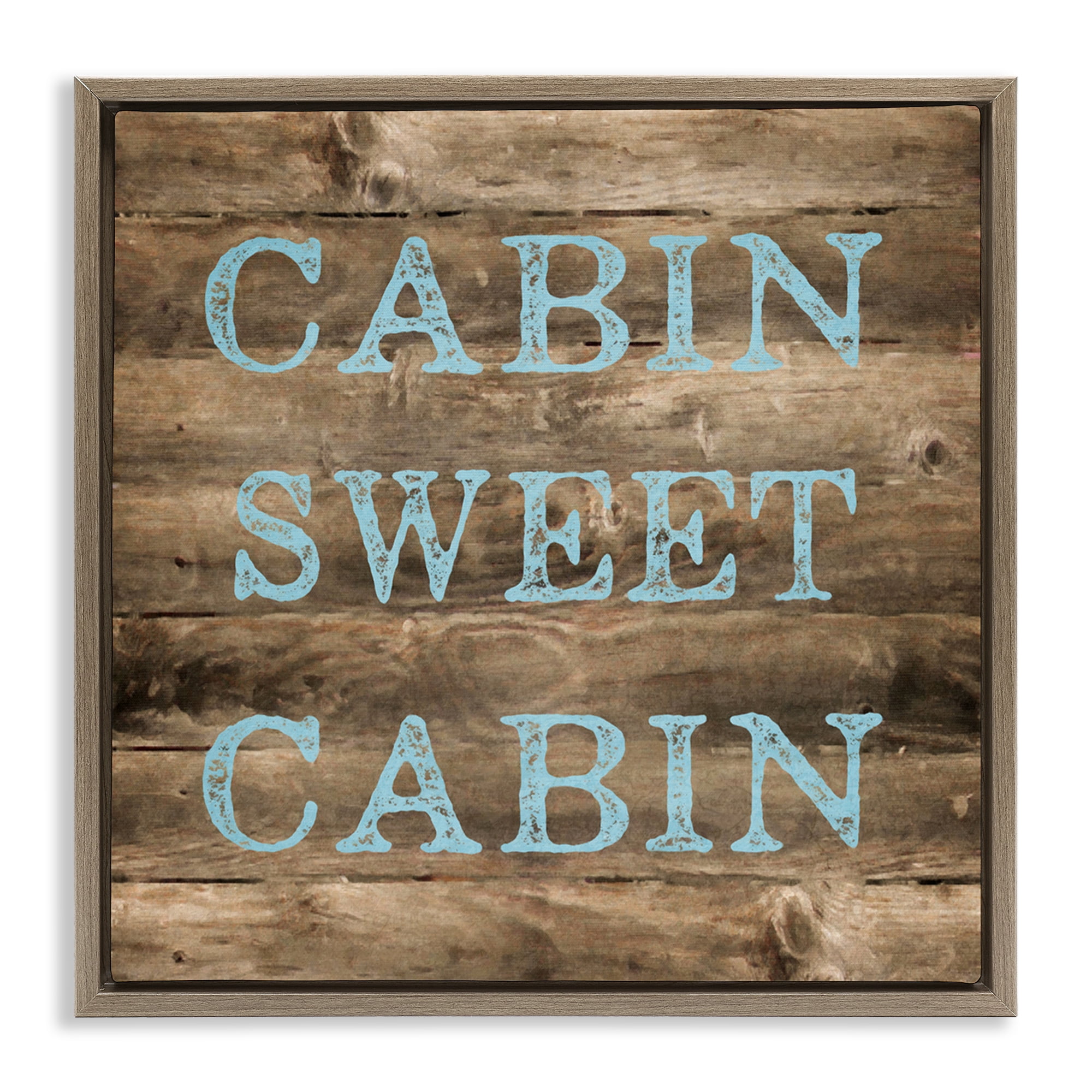 Stupell Industries Sweet Cabin Distressed Rustic Text & Numbers Painting Brown Floater Framed Canvas Art Print Wall Art, 25 x 25