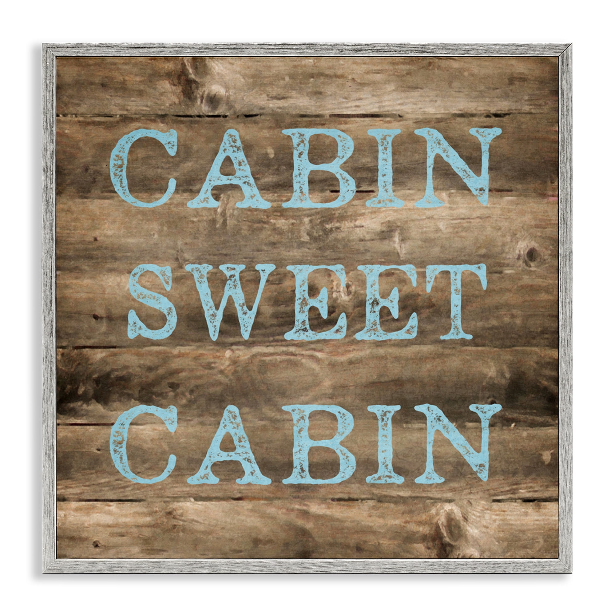 Stupell Industries Sweet Cabin Distressed Rustic Text & Numbers Painting Gray Framed Art Print Wall Art, 17 x 17