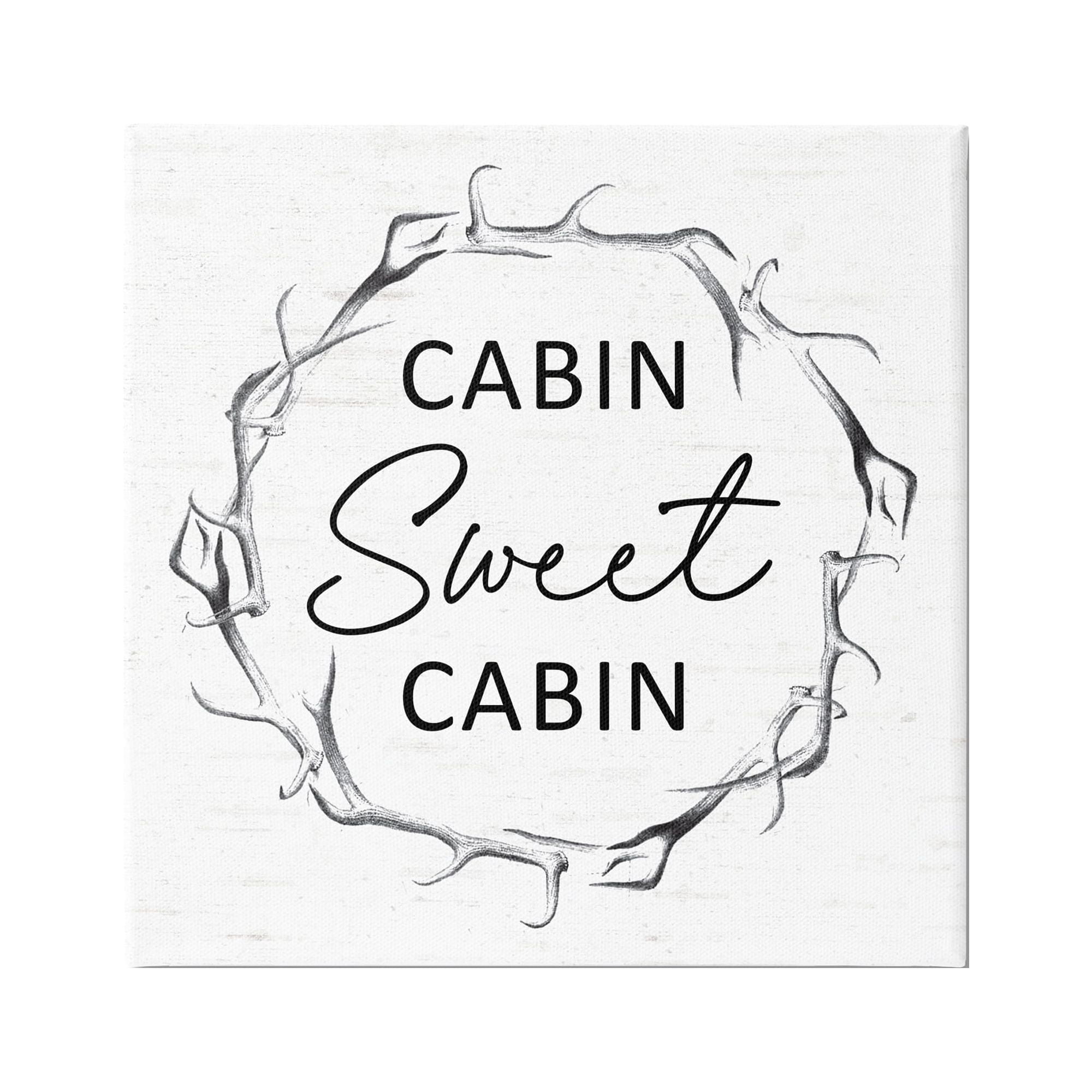 Stupell Industries Sweet Cabin Phrase Wildlife Deer Antlers Border Graphic Art Gallery Wrapped Canvas Print Wall Art, Design by Lettered and Lined