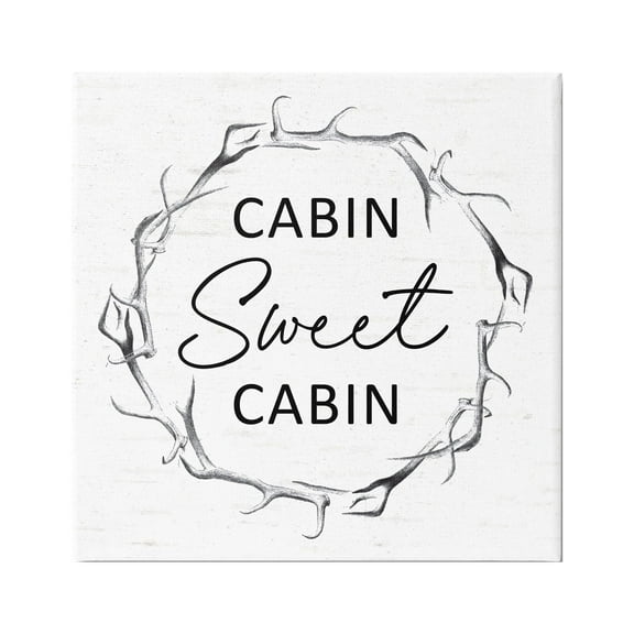 Stupell Industries Sweet Cabin Phrase Wildlife Deer Antlers Border Graphic Art Gallery Wrapped Canvas Print Wall Art, Design by Lettered and Lined