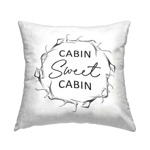 Stupell Industries Sweet Cabin Rustic Antlers Wreath Square Decorative Printed Throw Pillow, 18 x 18,