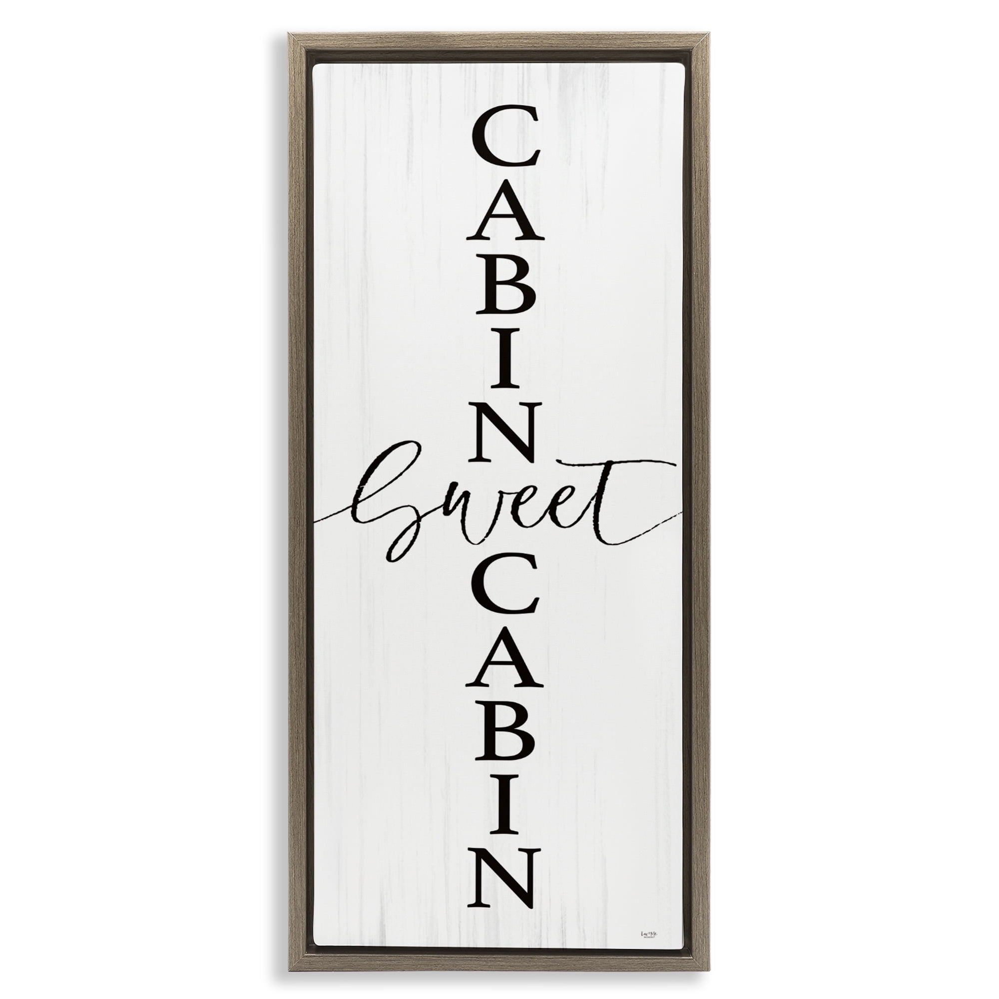 Stupell Industries Sweet Cabin Vertical Words Brown Framed Floater Canvas Wall Art, design by Lux + Me Designs