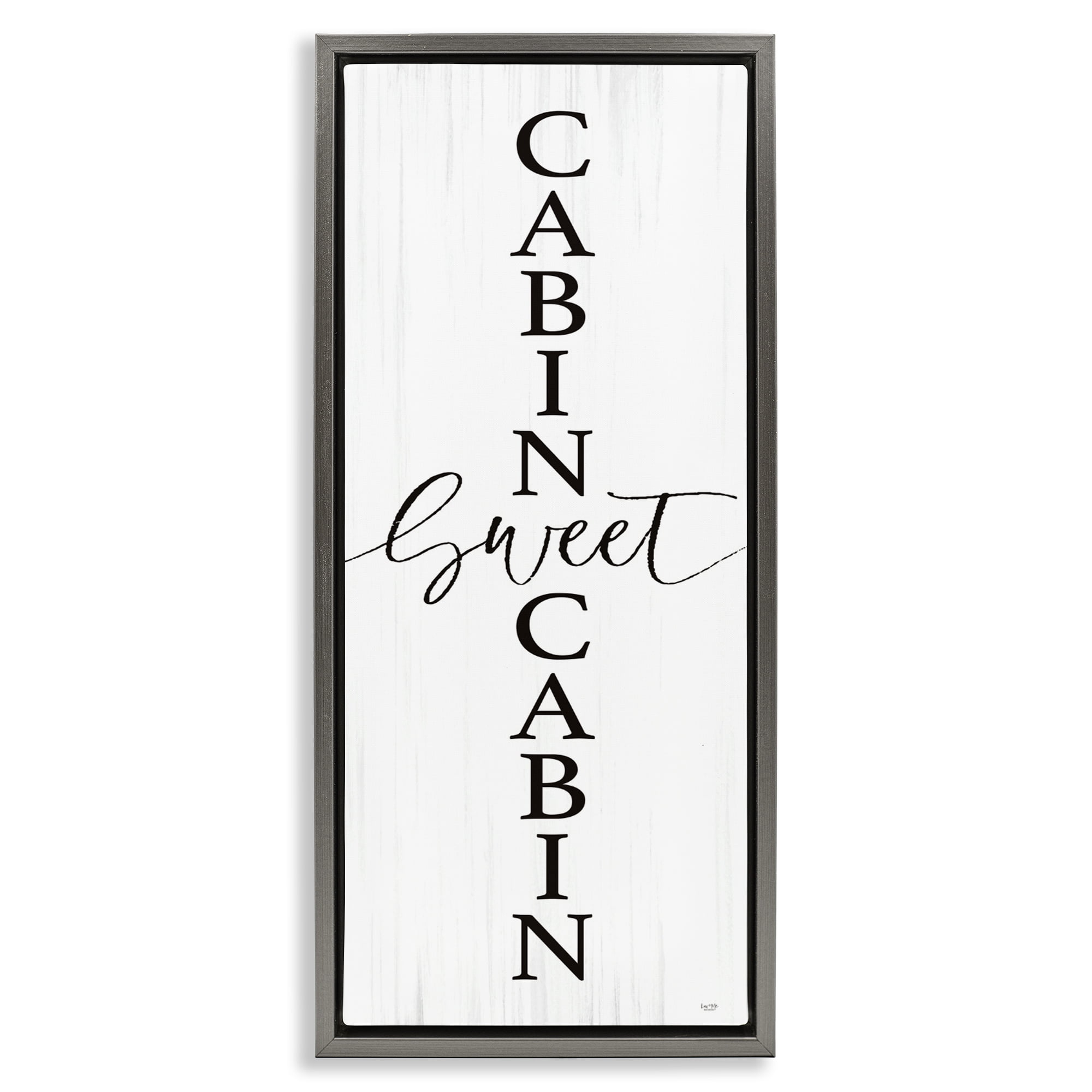 Stupell Industries Sweet Cabin Vertical Words Gray Framed Floater Canvas Wall Art, design by Lux + Me Designs