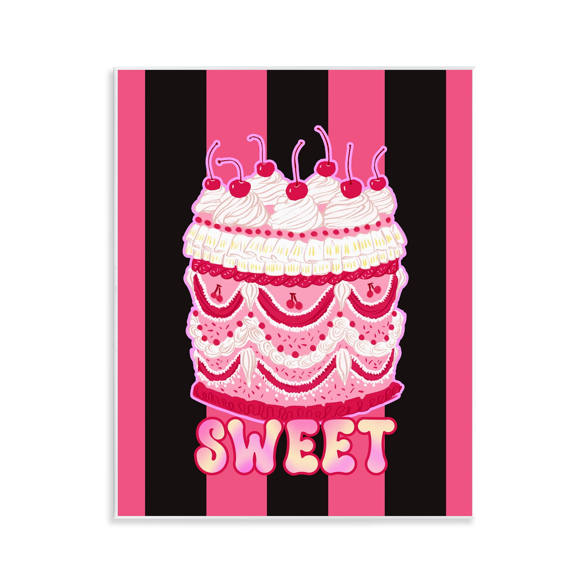 Stupell Industries Sweet Cake with Stripes Food & Beverage Painting Unframed Art Print Wall Art, 11 x 14