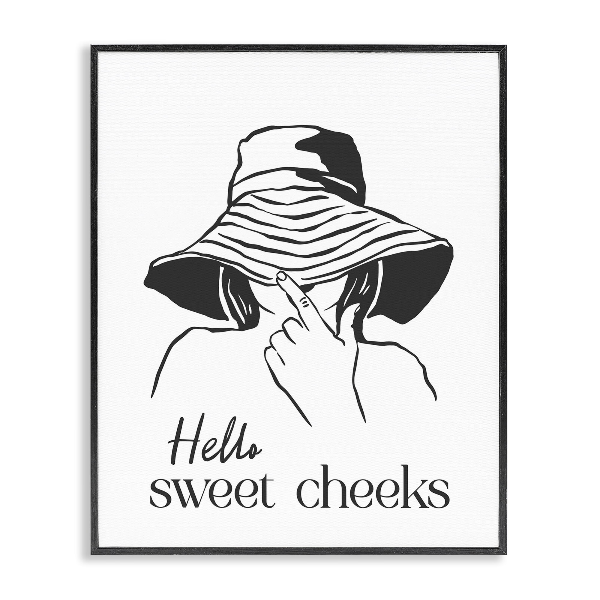 Stupell Industries Sweet Cheeks Bathroom Greeting Black Framed Giclee Art, design by Lettered and Lined
