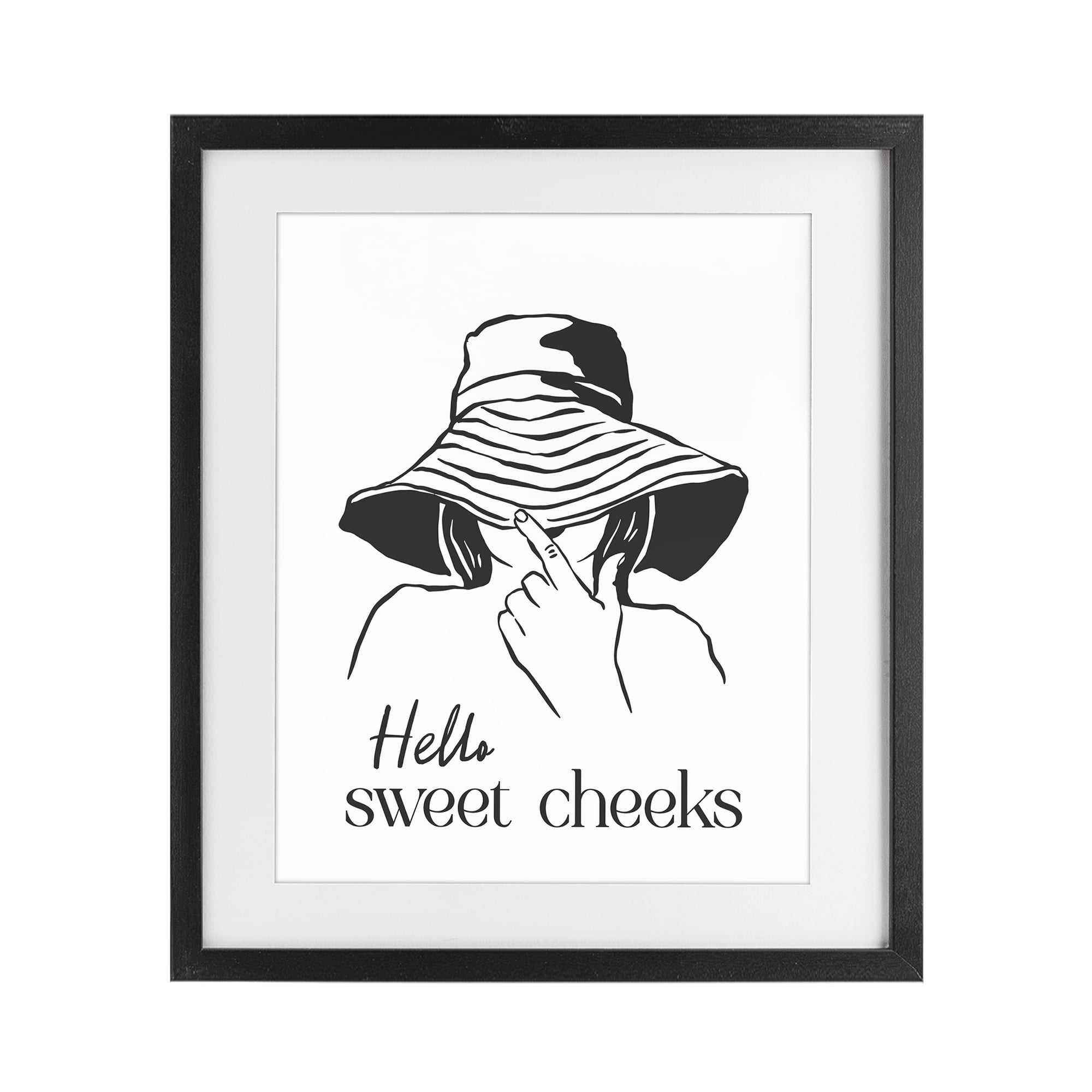 Stupell Industries Sweet Cheeks Bathroom Greeting Black Framed Print Under Glass, design by Lettered and Lined