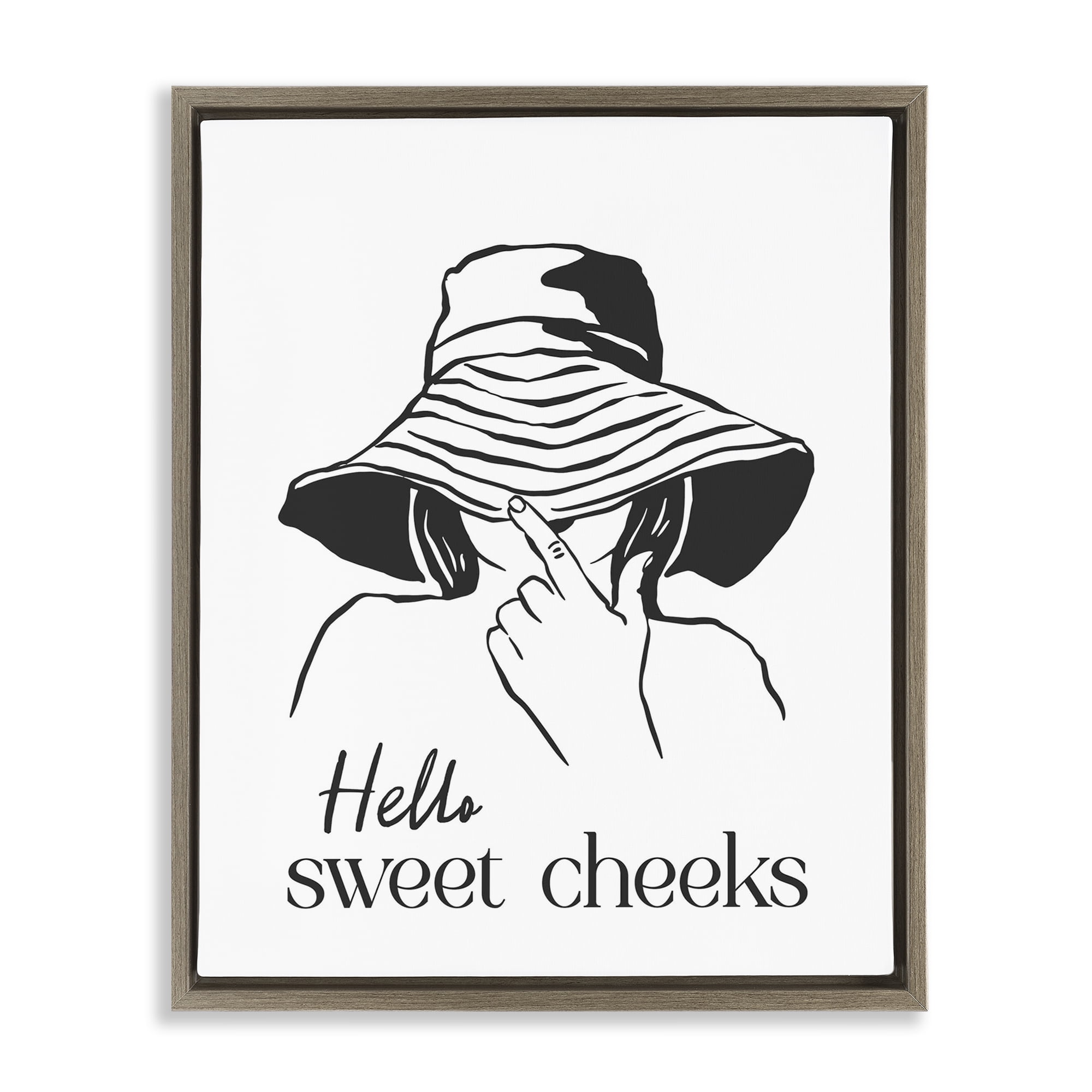 Stupell Industries Sweet Cheeks Bathroom Greeting Brown Framed Floater Canvas Wall Art, design by Lettered and Lined