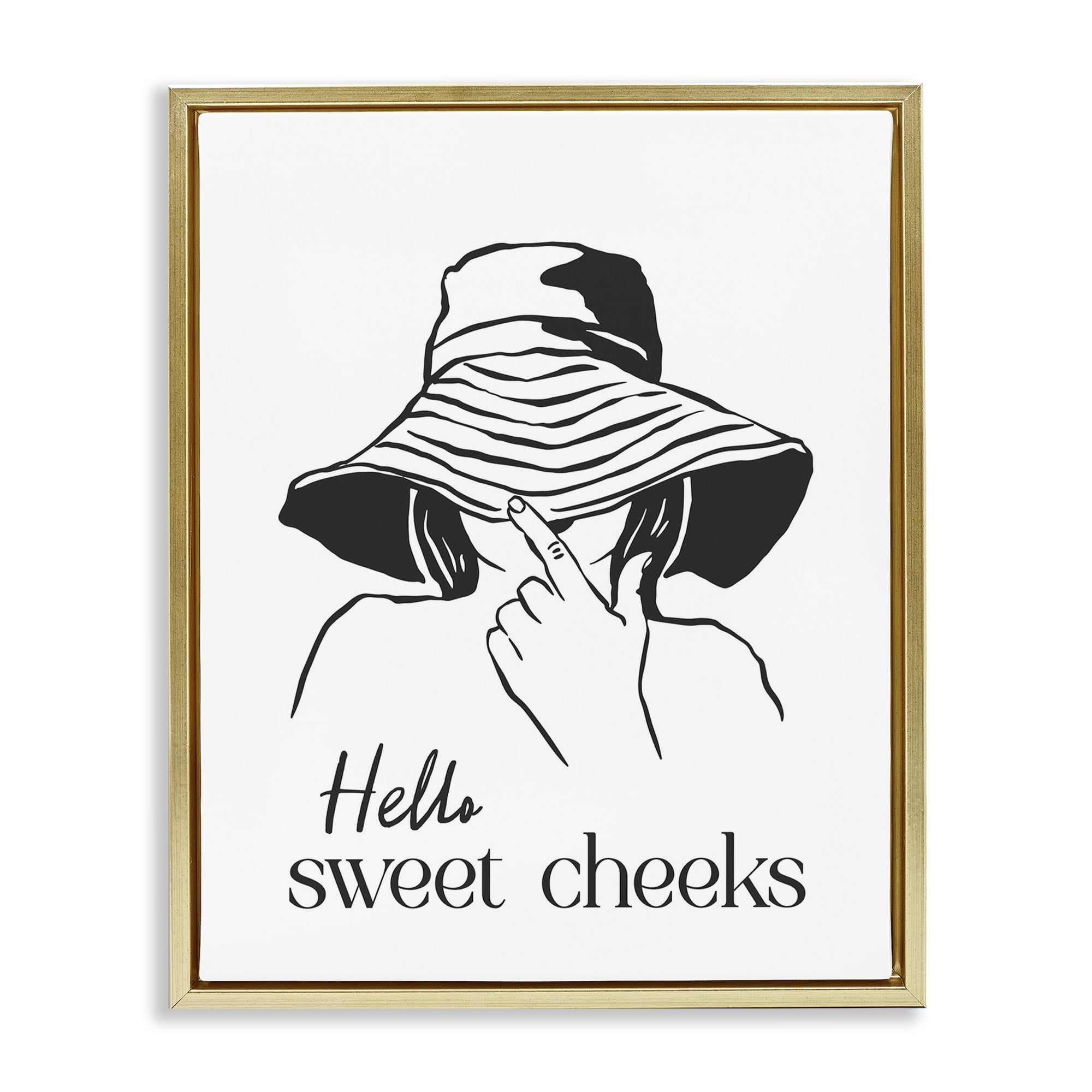 Stupell Industries Sweet Cheeks Bathroom Greeting Gold Framed Floater Canvas Wall Art, design by Lettered and Lined
