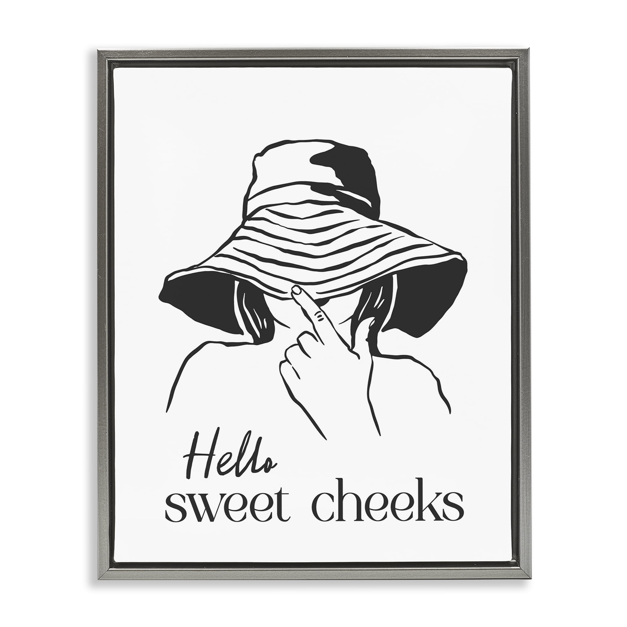 Stupell Industries Sweet Cheeks Bathroom Greeting Gray Framed Floater Canvas Wall Art, design by Lettered and Lined