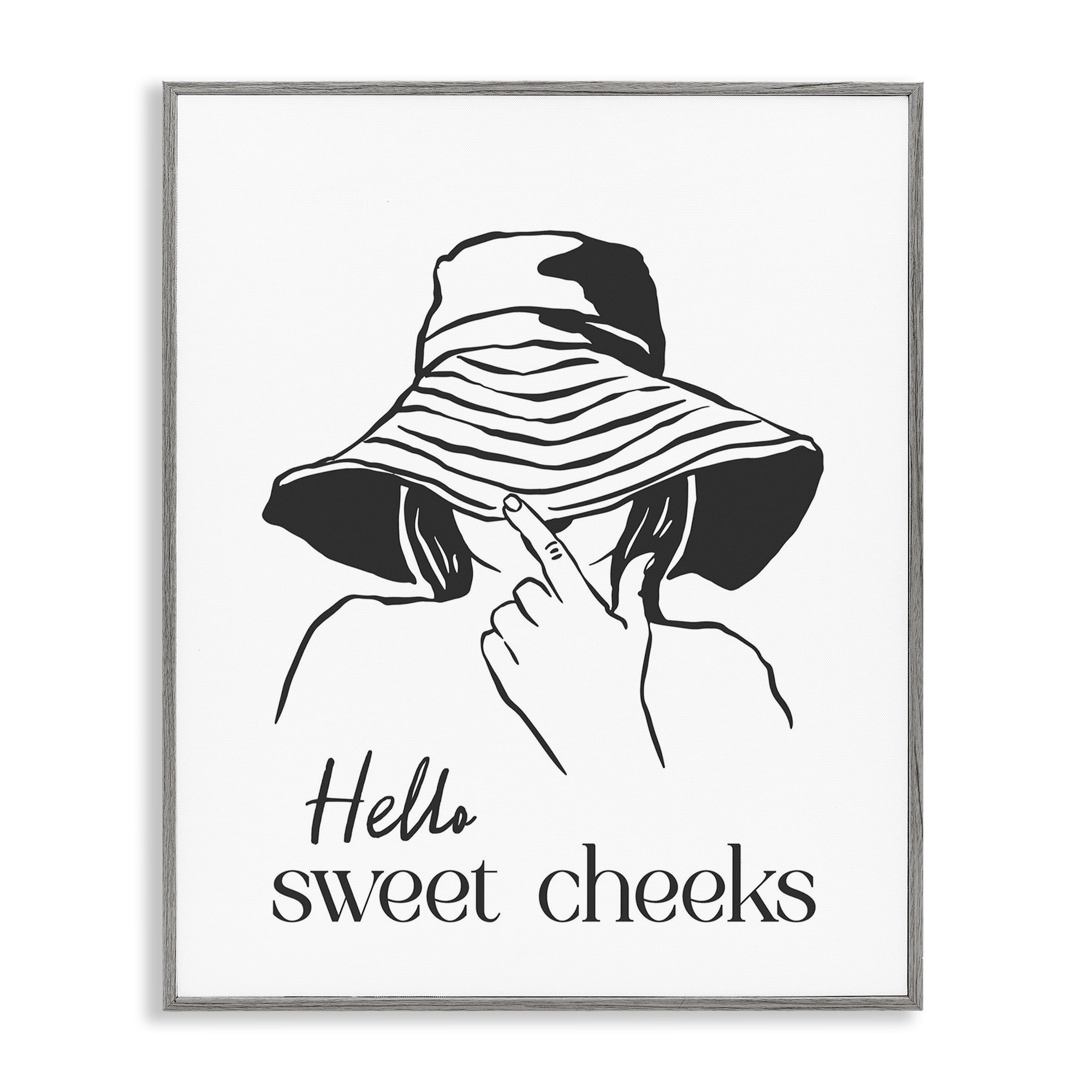 Stupell Industries Sweet Cheeks Bathroom Greeting Gray Framed Giclee Art, design by Lettered and Lined