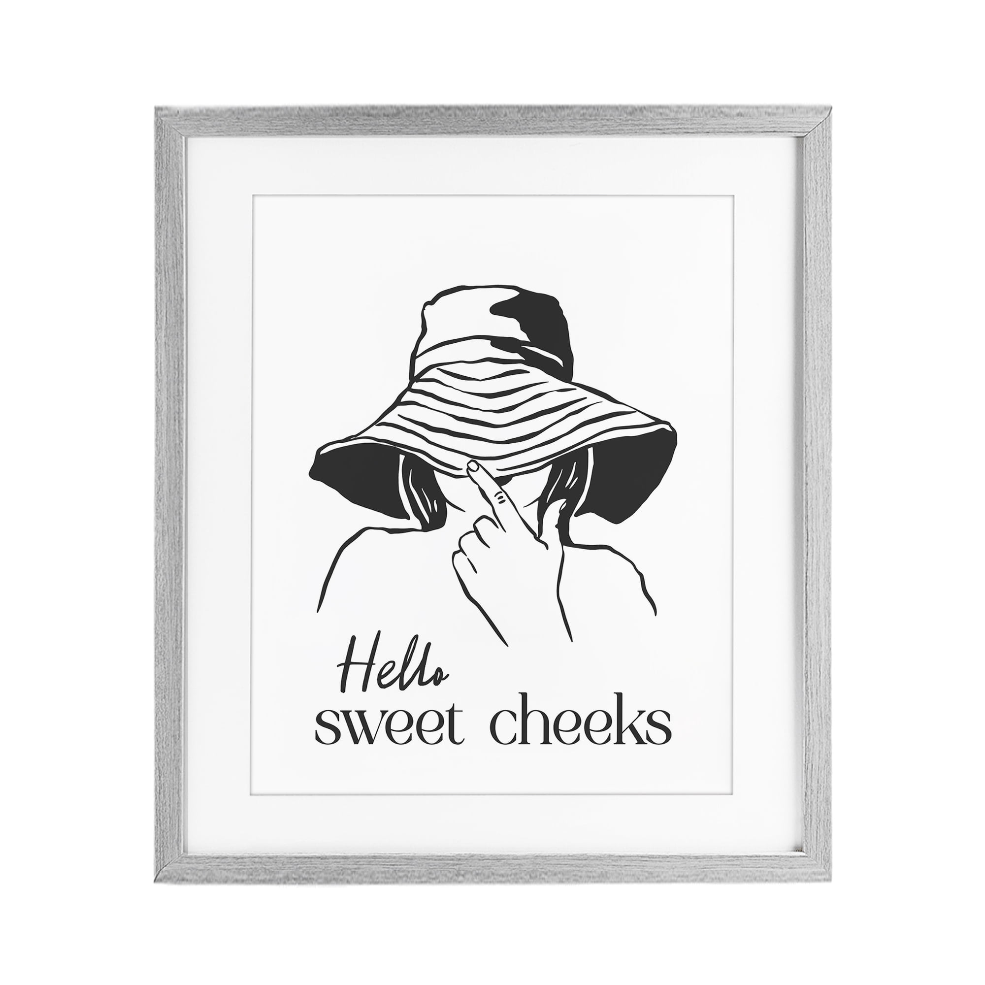 Stupell Industries Sweet Cheeks Bathroom Greeting Gray Framed Print Under Glass, design by Lettered and Lined