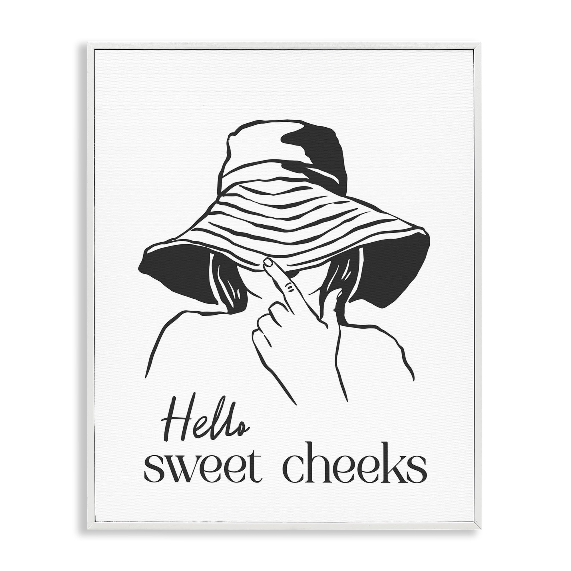 Stupell Industries Sweet Cheeks Bathroom Greeting White Framed Giclee Art, design by Lettered and Lined