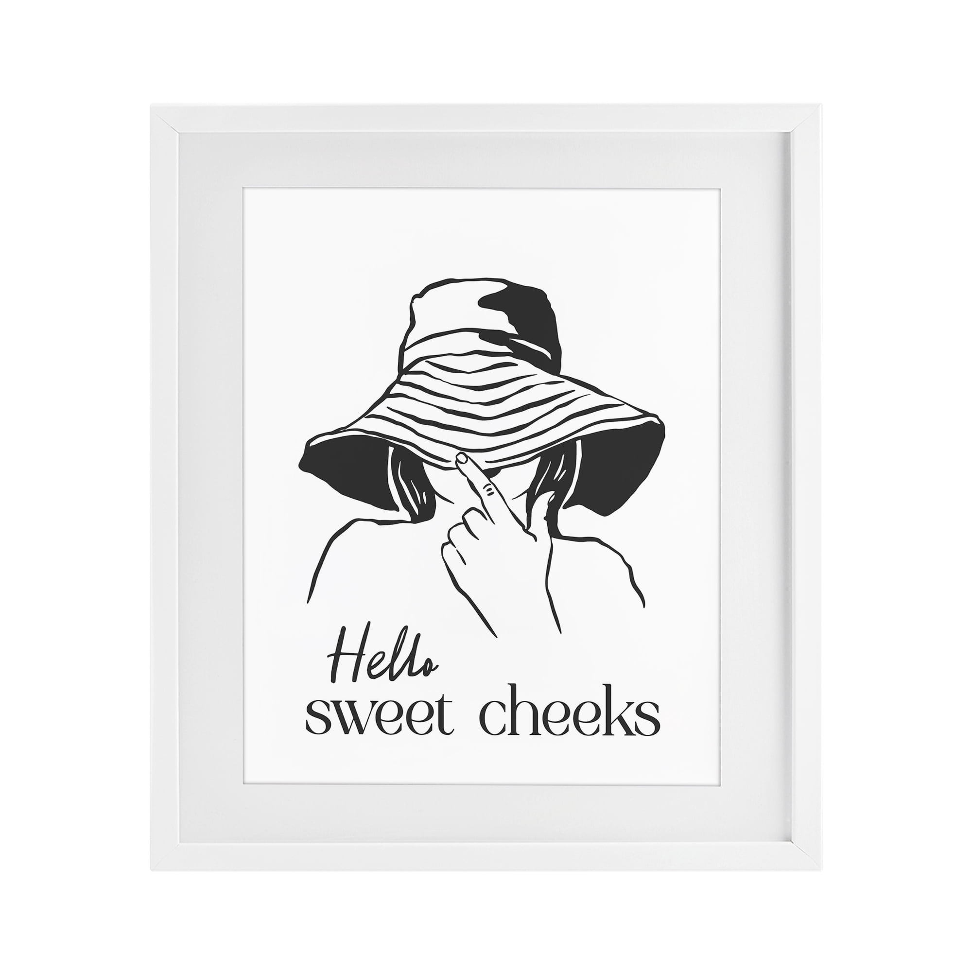 Stupell Industries Sweet Cheeks Bathroom Greeting White Framed Print Under Glass, design by Lettered and Lined