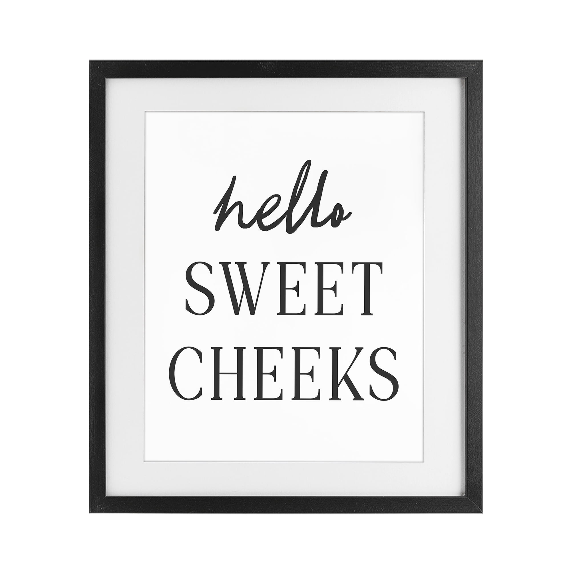 Stupell Industries Sweet Cheeks Bathroom Humor Black Framed Print Under Glass, design by Lettered and Lined