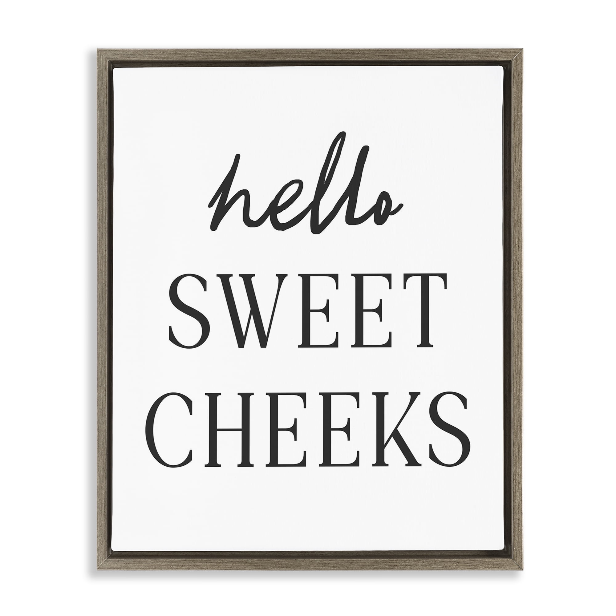 Stupell Industries Sweet Cheeks Bathroom Humor Brown Framed Floater Canvas Wall Art, design by Lettered and Lined