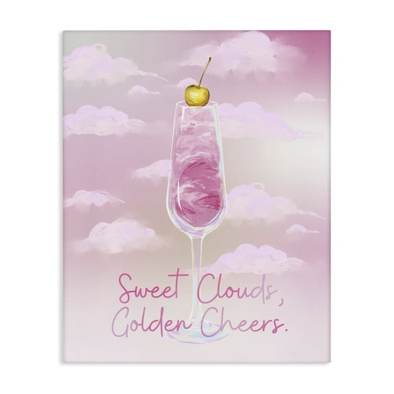 Stupell Industries Sweet Clouds Golden Cheers Quotes and Sayings Painting Wrapped Canvas Canvas Art Print Wall Art, 24 x 30