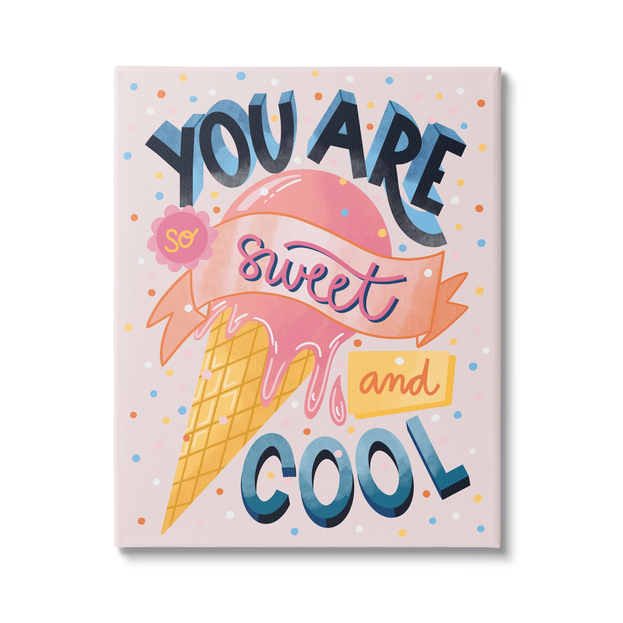 Stupell Industries Sweet & Cool Retro Patterned Polka Dot Ice Cream Graphic Art Gallery Wrapped Canvas Print Wall Art, Design by Dominika Godette