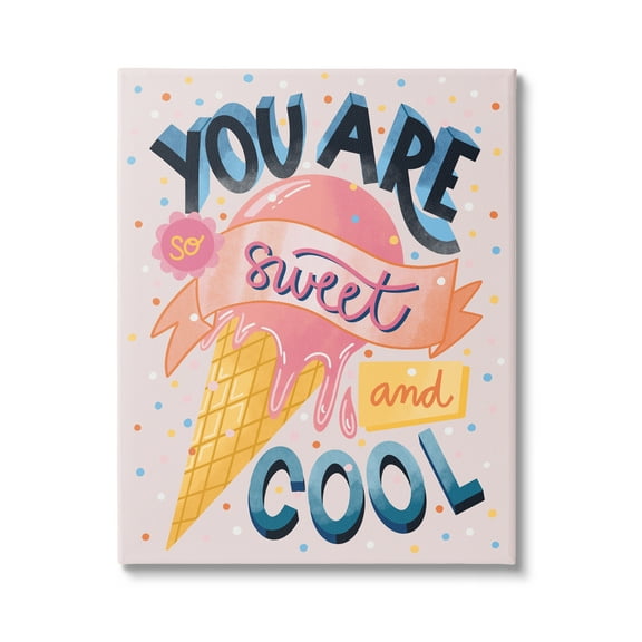 Stupell Industries Sweet & Cool Retro Patterned Polka Dot Ice Cream Graphic Art Gallery Wrapped Canvas Print Wall Art, Design by Dominika Godette