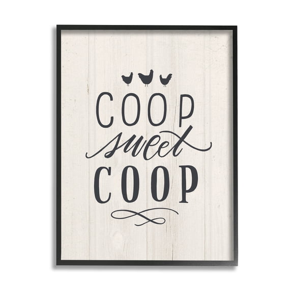 Stupell Industries Sweet Coop Farm Chicken Sign Graphic Art Black Framed Art Print Wall Art, Design by Loni Harris