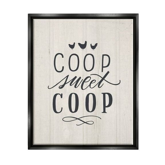 Stupell Industries Sweet Coop Farm Chicken Sign Graphic Art Jet Black Floating Framed Canvas Print Wall Art, Design by Loni Harris
