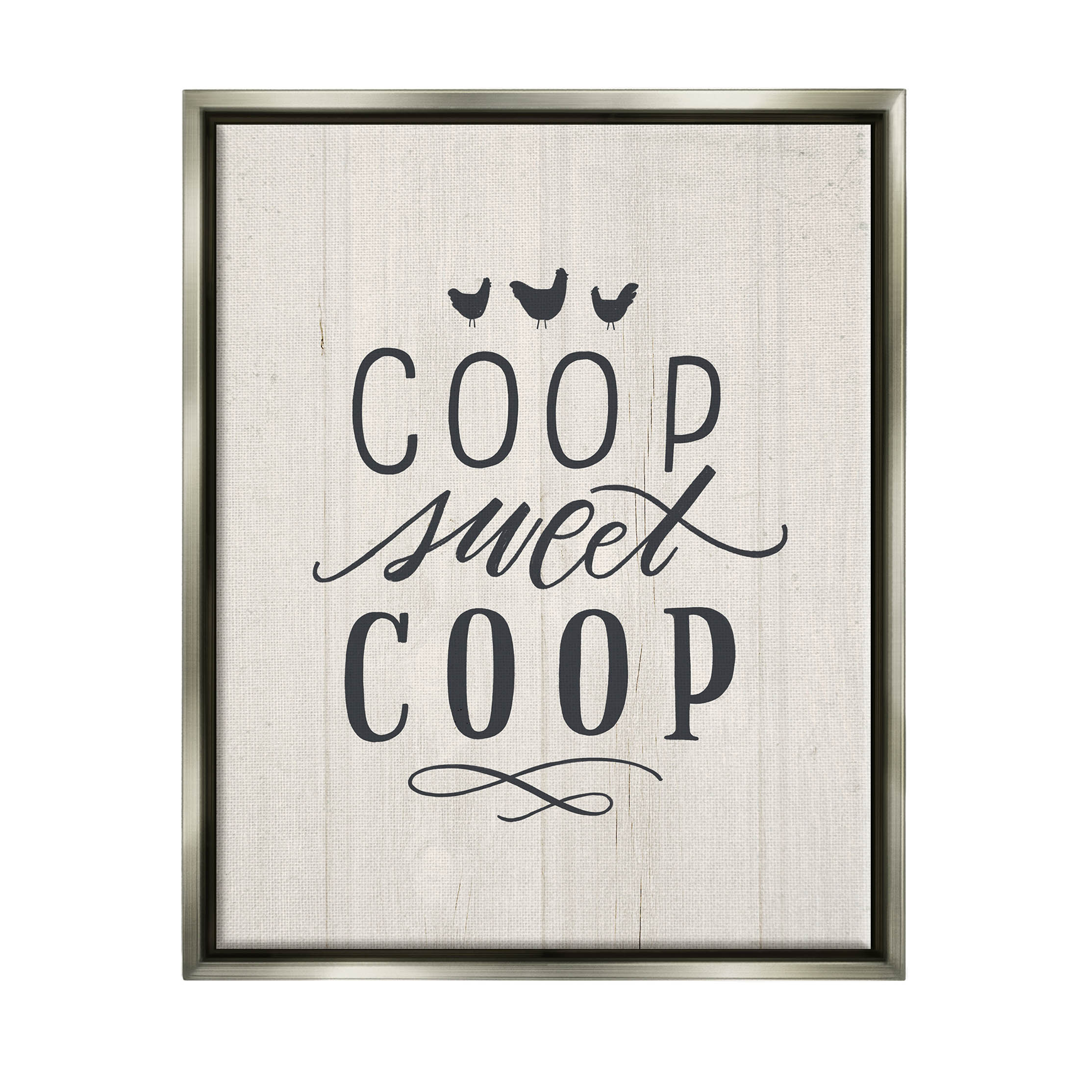 Stupell Industries Sweet Coop Farm Chicken Sign Graphic Art Luster Gray Floating Framed Canvas Print Wall Art, Design by Loni Harris