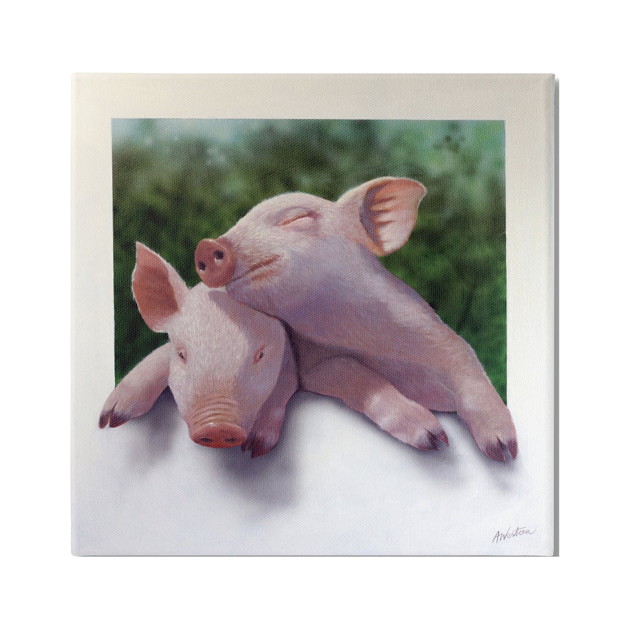 Stupell Industries Sweet Cuddling Pigs Sentimental Farm Animal Portrait Painting Gallery Wrapped Canvas Print Wall Art, Design by Alan Weston