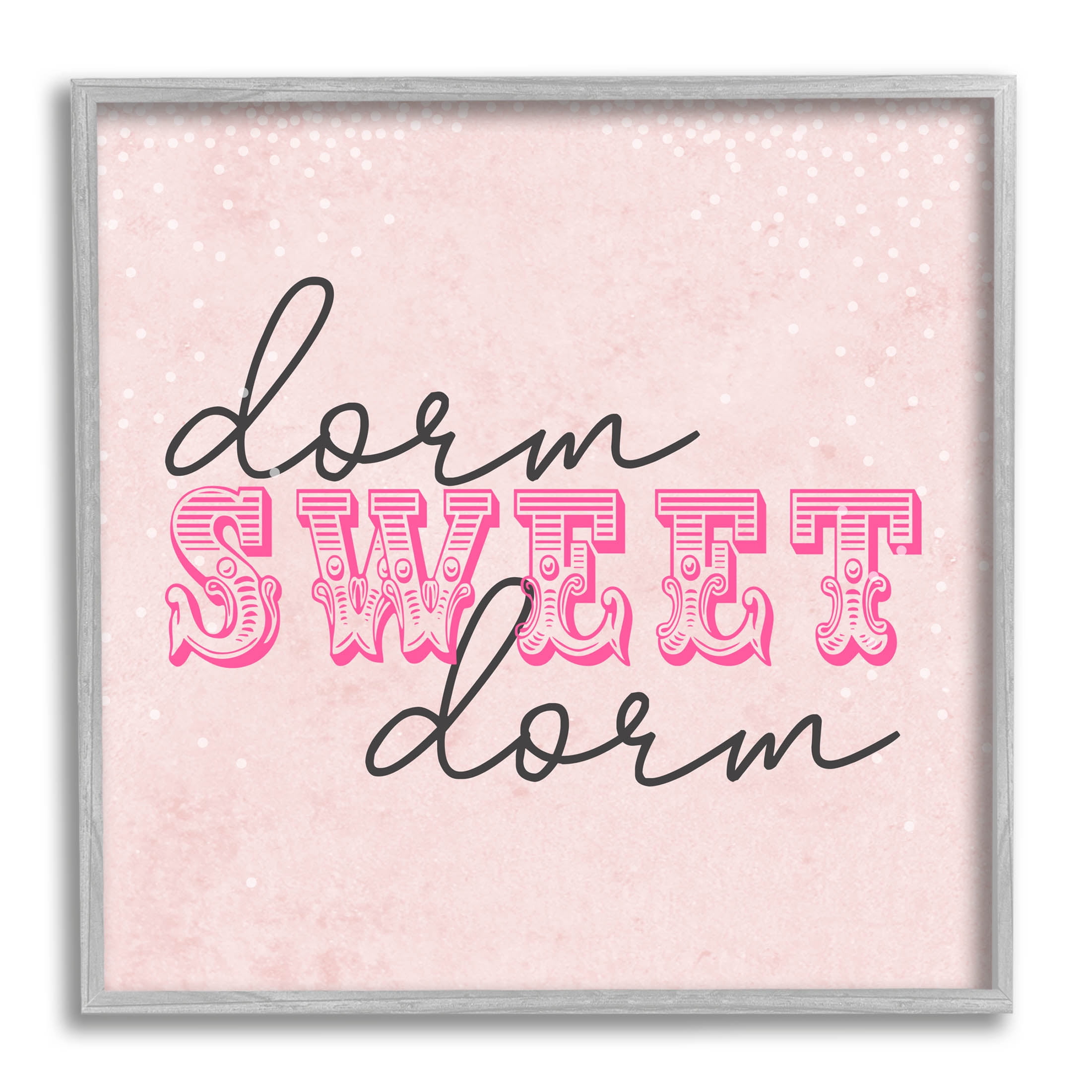 Stupell Industries Sweet Dorm Detailed Typography Graphic Art Gray Framed Art Print Wall Art, Design by Sundance Group