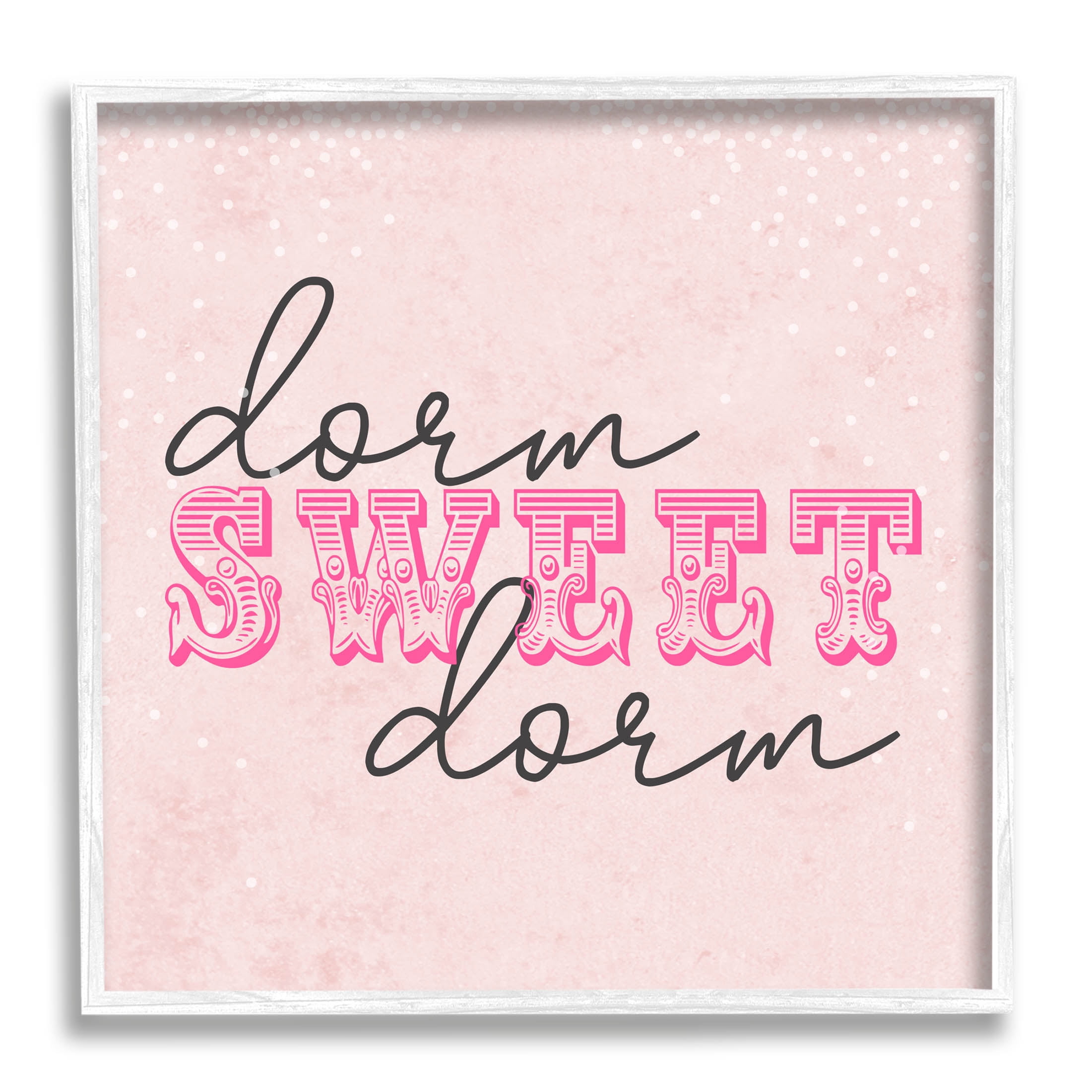 Stupell Industries Sweet Dorm Detailed Typography Graphic Art White Framed Art Print Wall Art, Design by Sundance Group