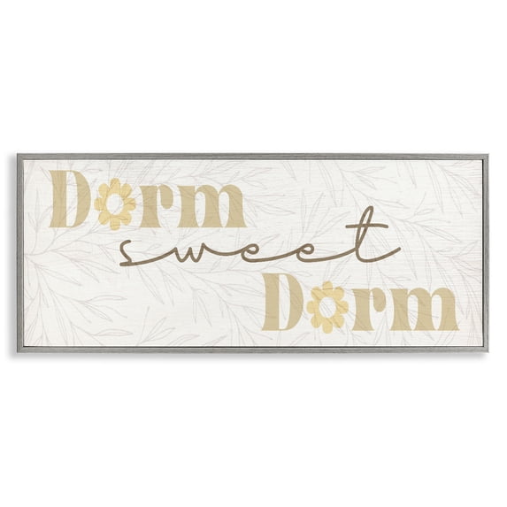 Stupell Industries Sweet Dorm with Retro Florals Gray Framed Giclee Art design by Lil' Rue, 13 x 30