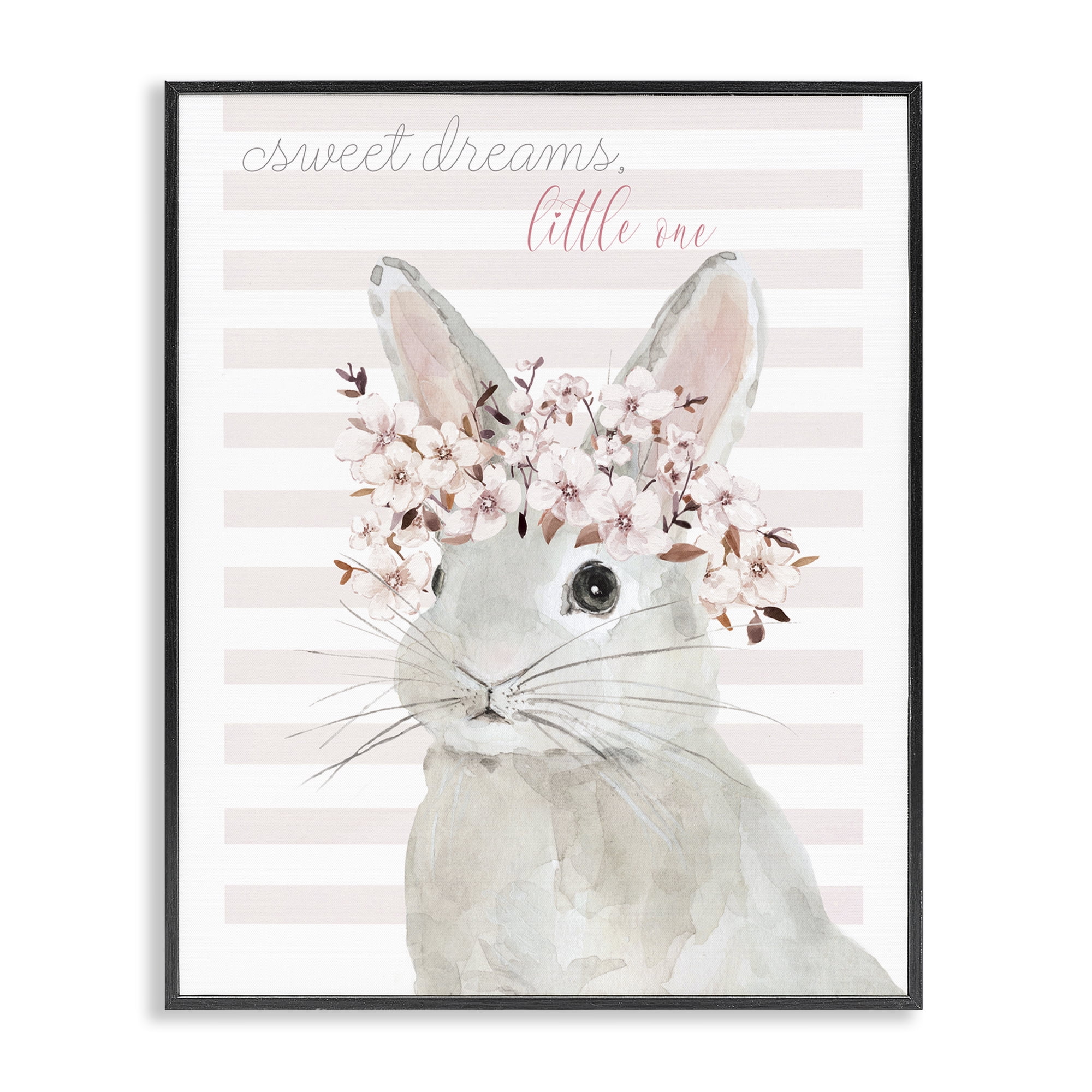 Stupell Industries Sweet Dreams Bunny Animals Painting Black Framed Art Print Wall Art, 24 x 30
