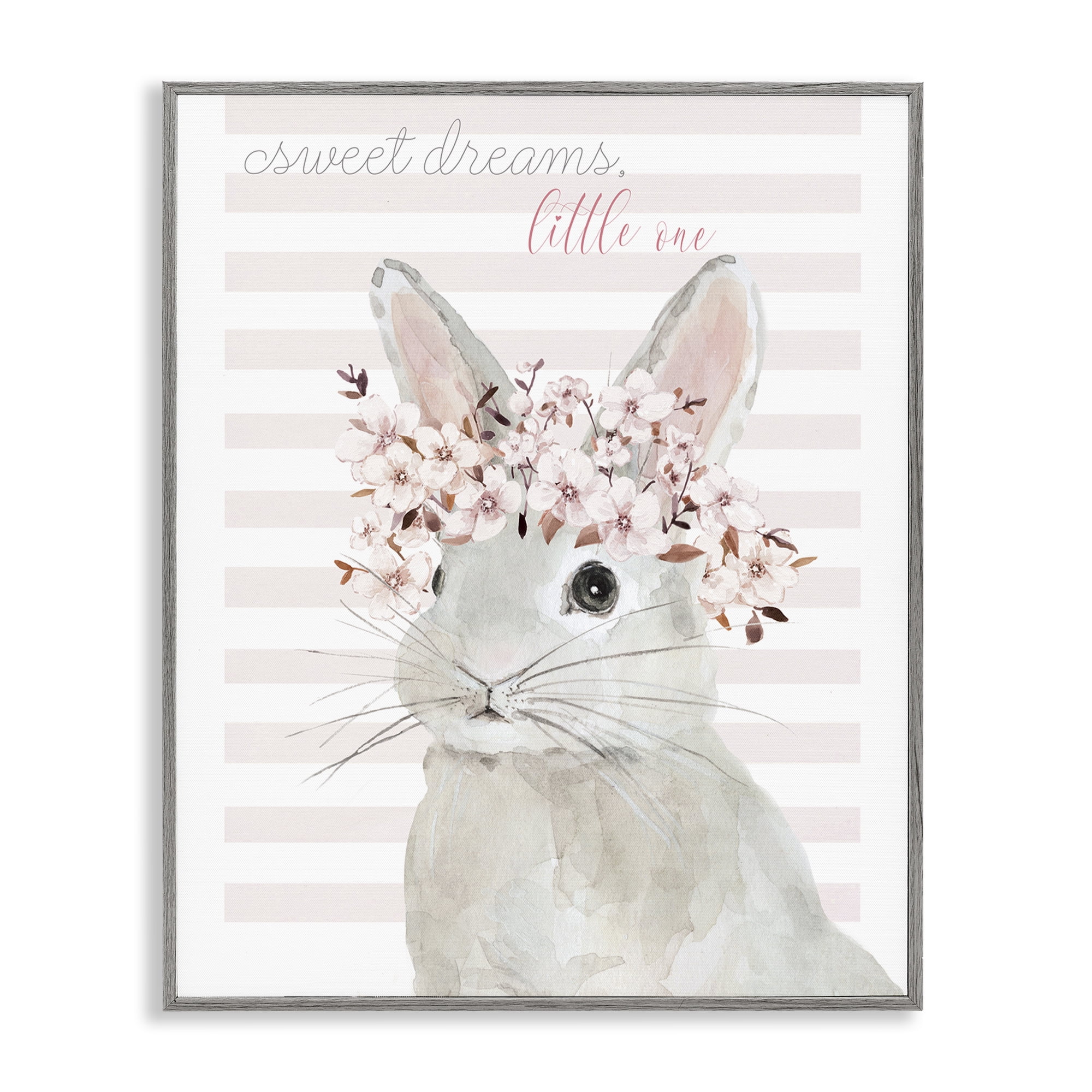 Stupell Industries Sweet Dreams Bunny Animals Painting Gray Framed Art Print Wall Art, 24 x 30