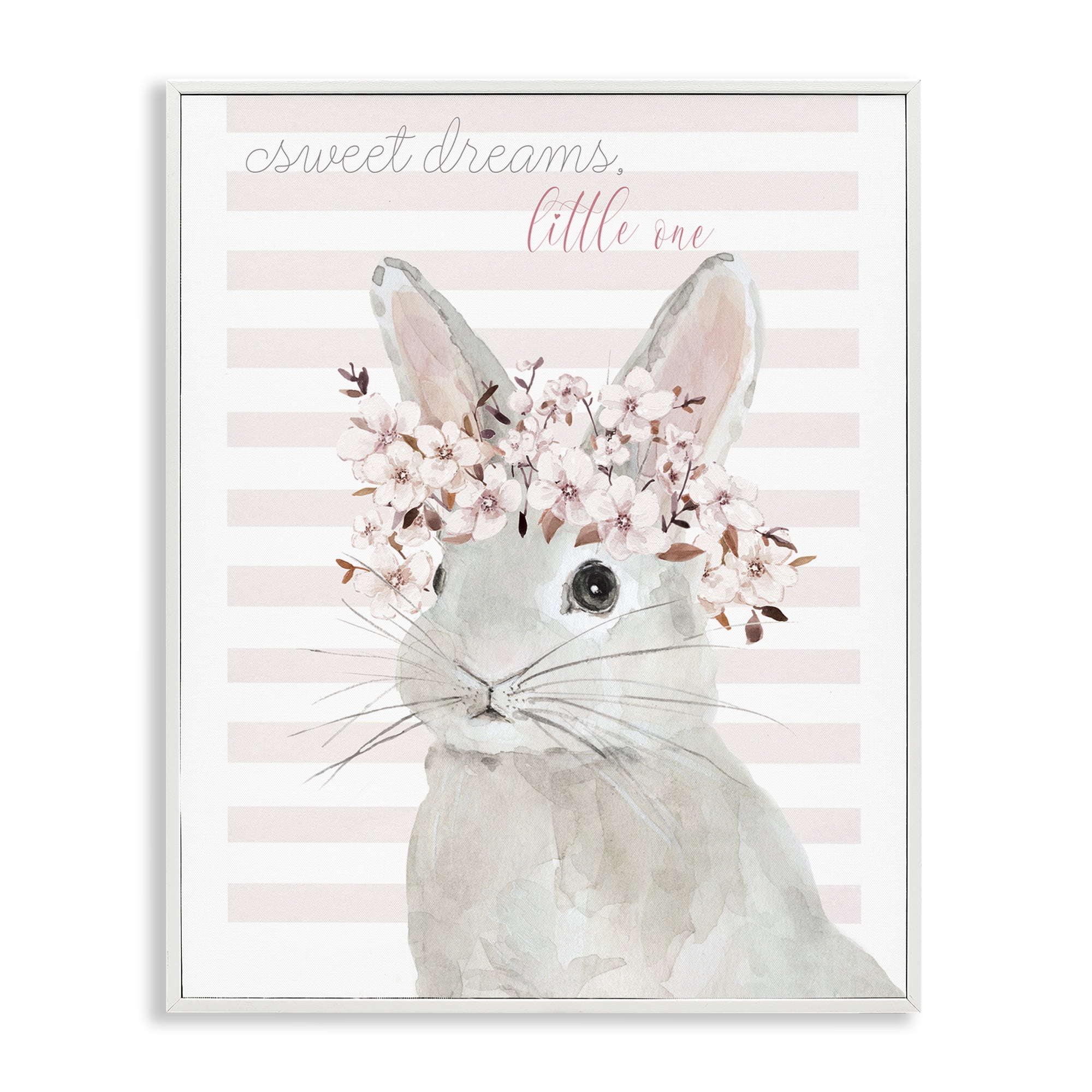Stupell Industries Sweet Dreams Bunny Animals Painting White Framed Art Print Wall Art, 16 x 20