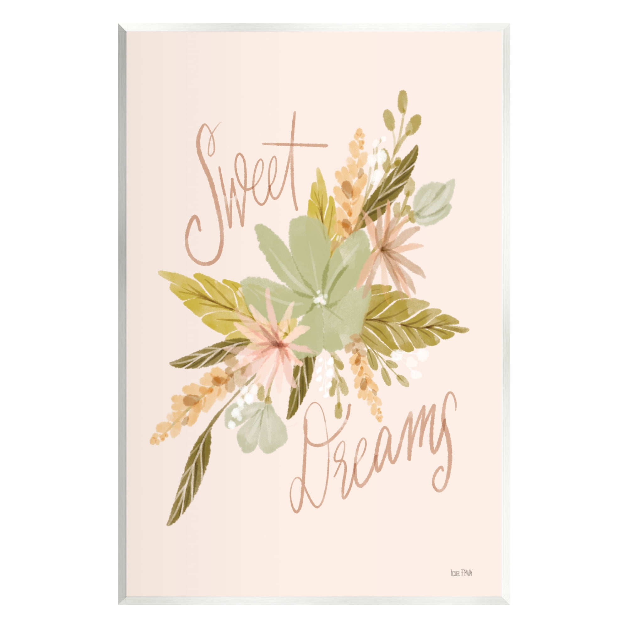Stupell Industries Sweet Dreams Floral Phrase Botanical & Floral Painting Unframed Art Print Wall Art, 13 x 19