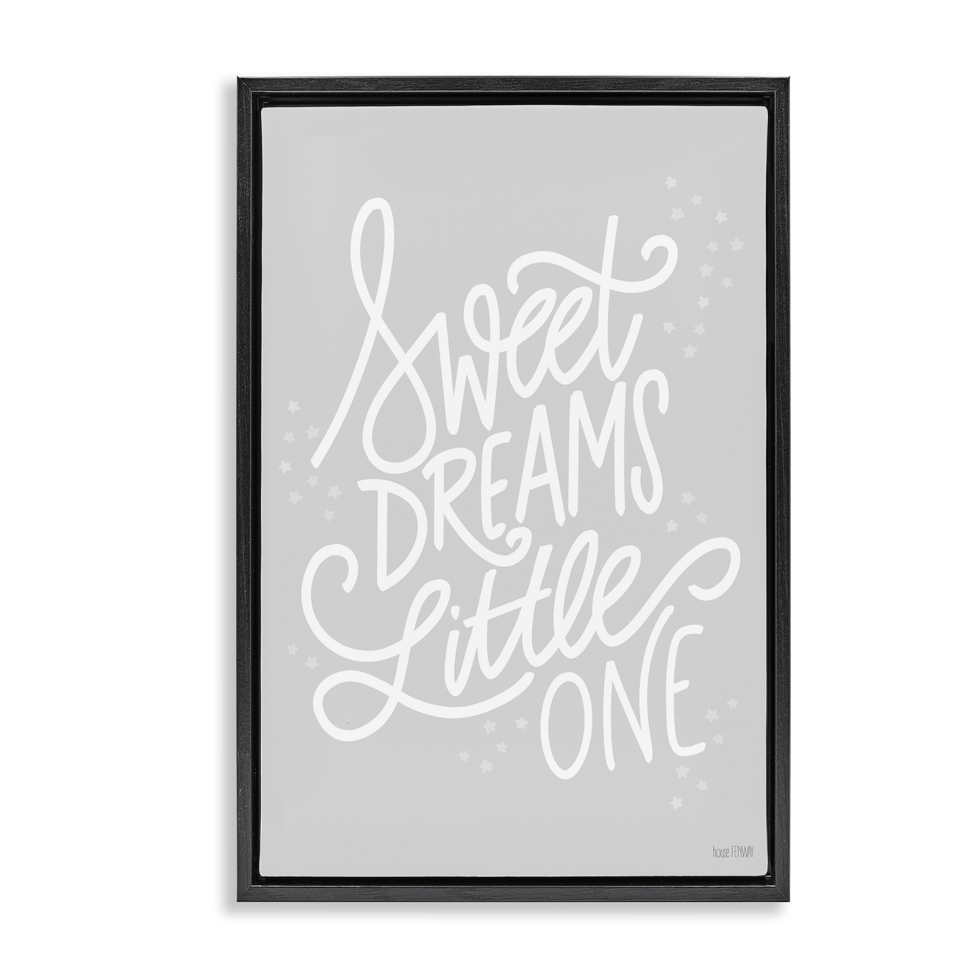 Stupell Industries Sweet Dreams Little One Typography Painting Black Floater Framed Art Print Wall Art, 21 x 31