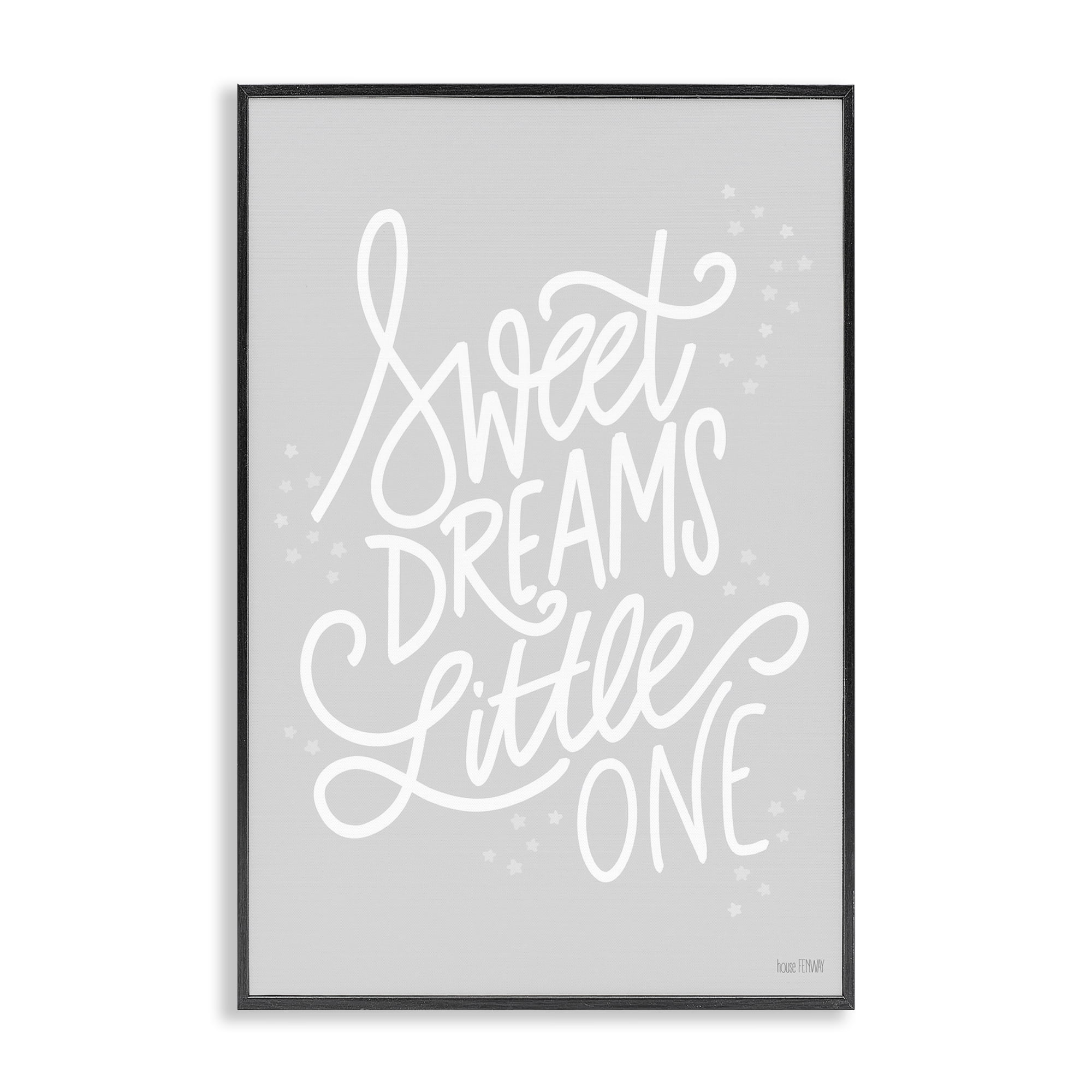 Stupell Industries Sweet Dreams Little One Typography Painting Black Framed Art Print Wall Art, 16 x 24