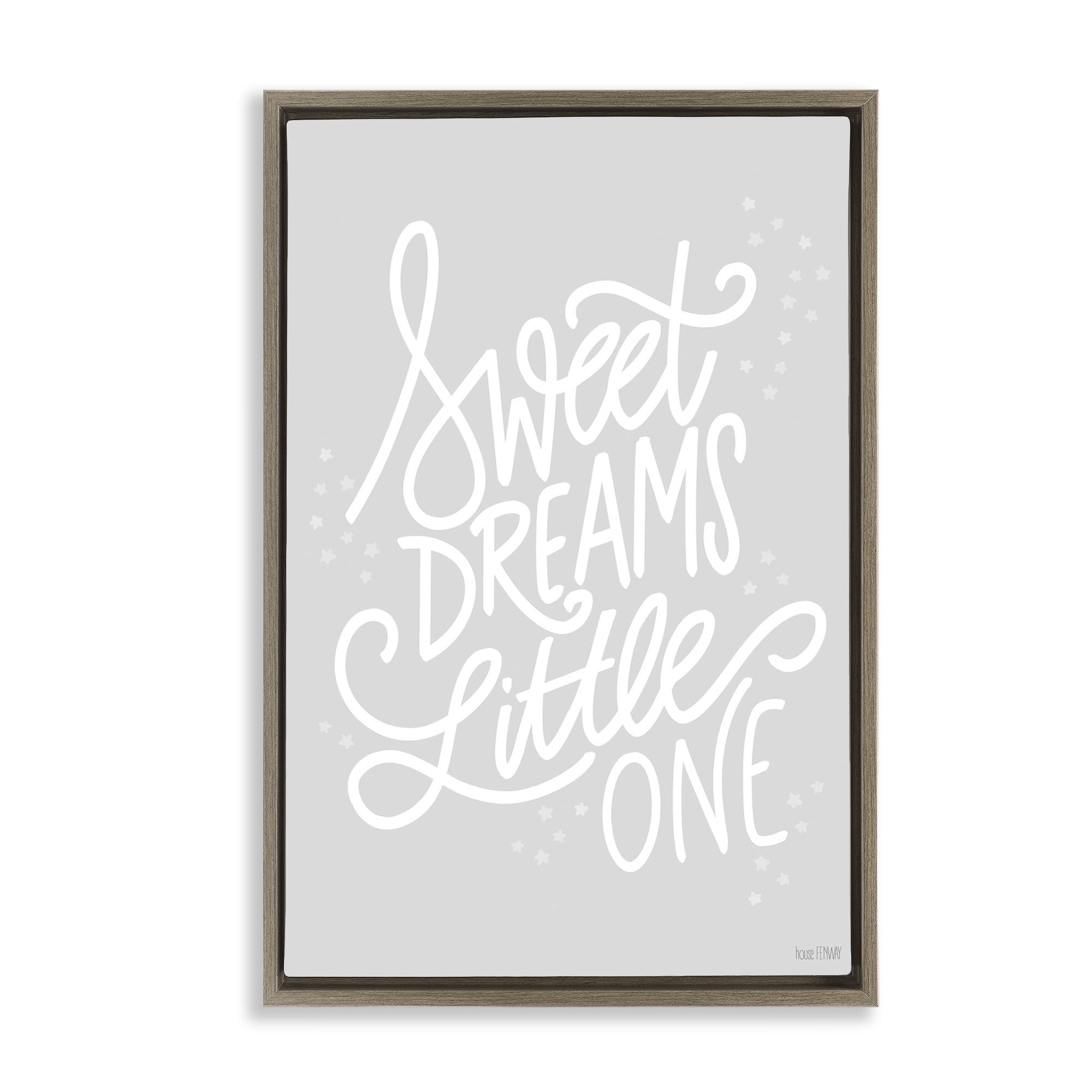 Stupell Industries Sweet Dreams Little One Typography Painting Brown Floater Framed Art Print Wall Art, 17 x 25