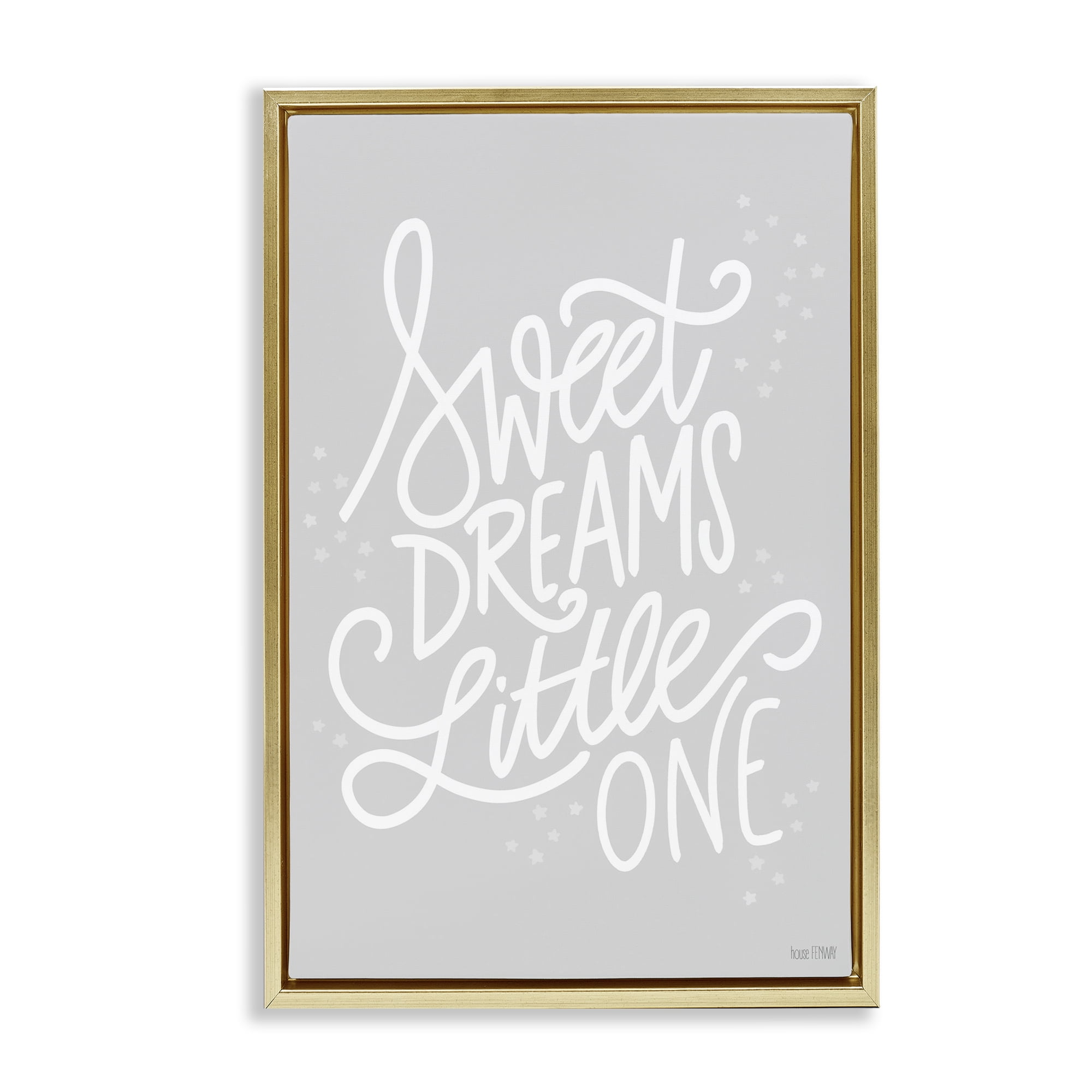 Stupell Industries Sweet Dreams Little One Typography Painting Gold Floater Framed Art Print Wall Art, 17 x 25