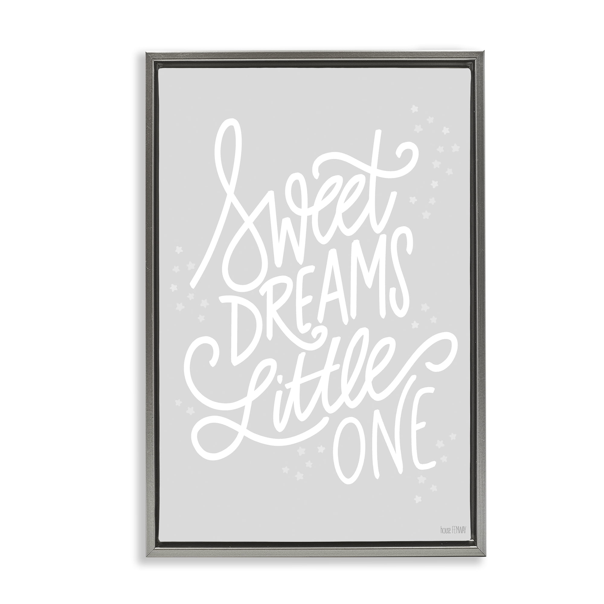 Stupell Industries Sweet Dreams Little One Typography Painting Gray Floater Framed Art Print Wall Art, 21 x 31