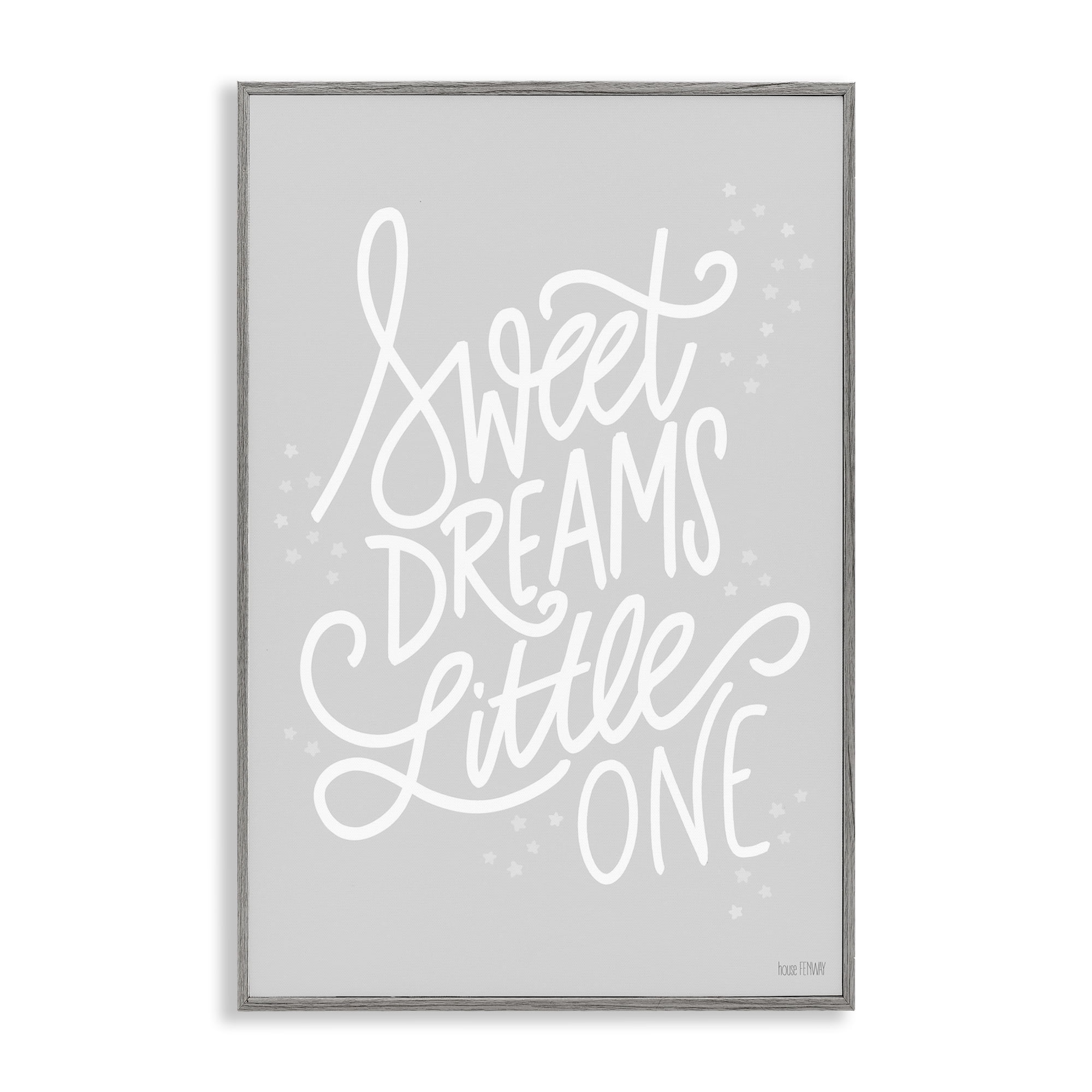 Stupell Industries Sweet Dreams Little One Typography Painting Gray Framed Art Print Wall Art, 16 x 24
