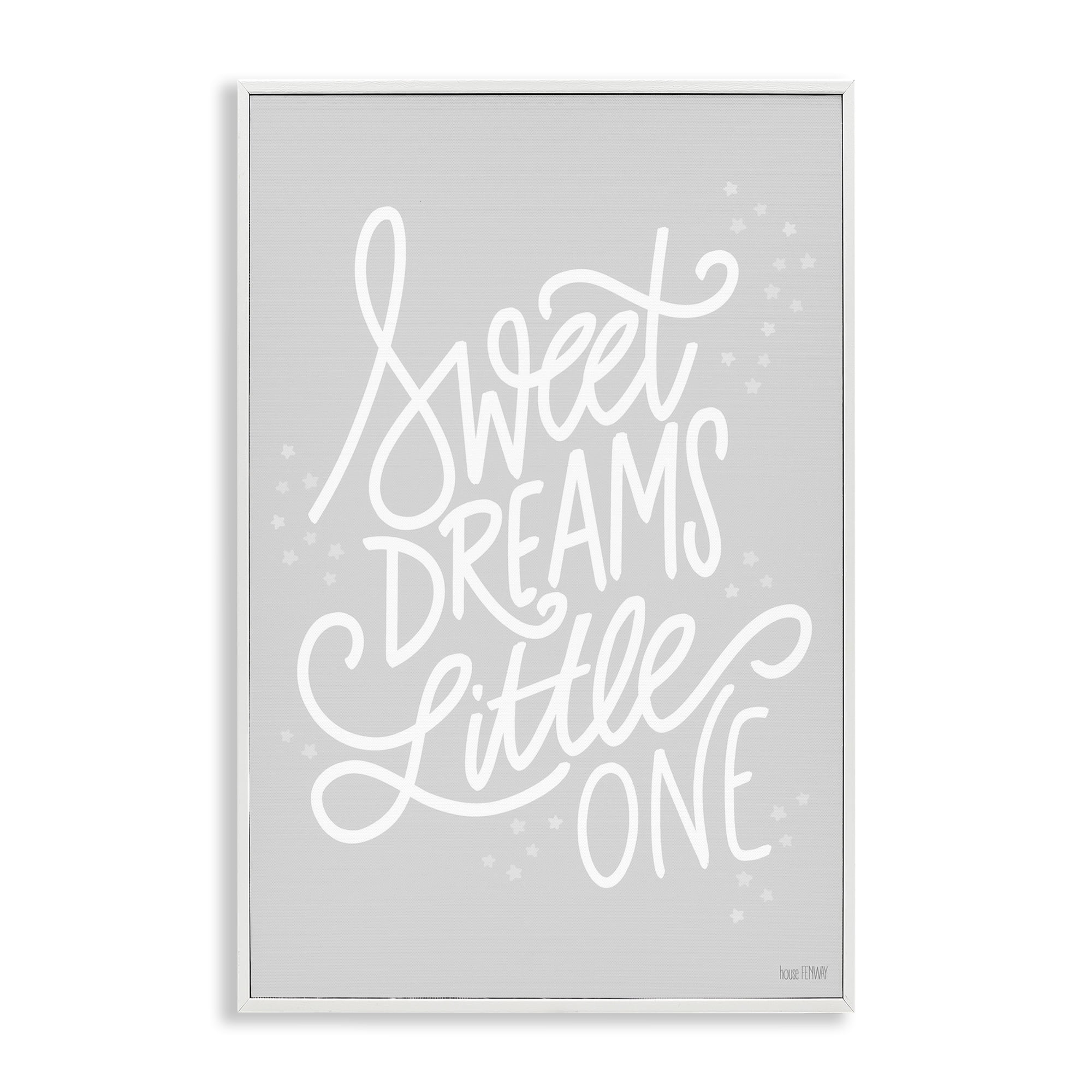Stupell Industries Sweet Dreams Little One Typography Painting White Framed Art Print Wall Art, 16 x 24